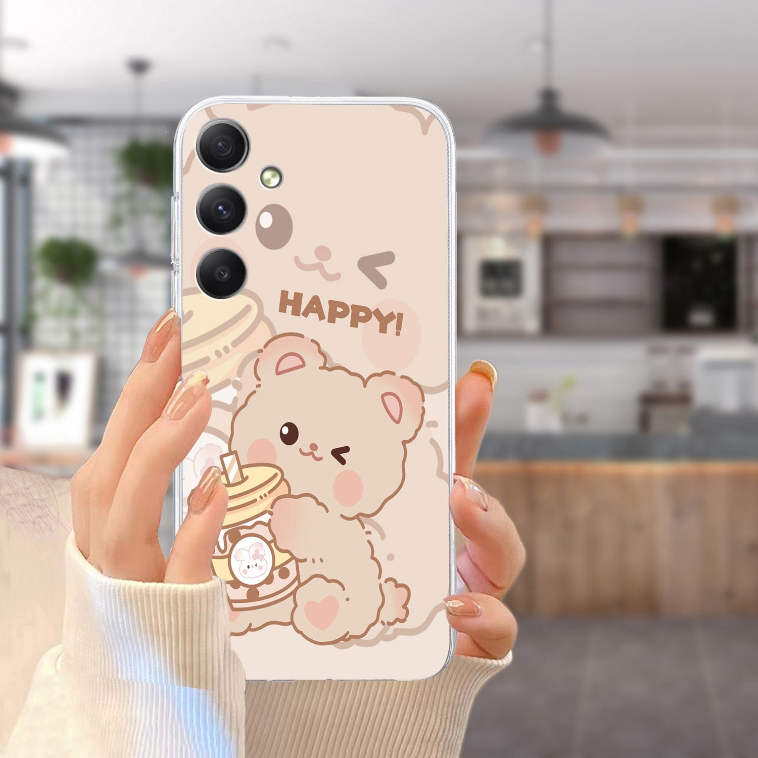 For Samsung Galaxy A16 5G / A16 4G Case Pattern Printing Soft TPU Back Phone Cover - Bear