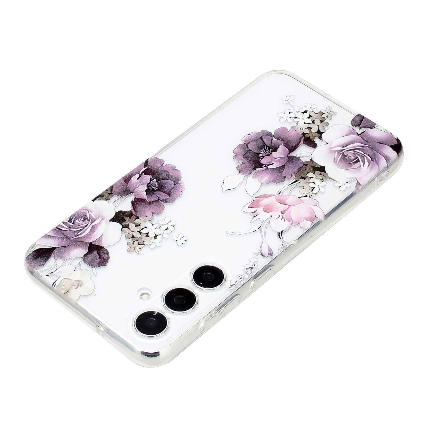 For Samsung Galaxy A16 5G / A16 4G Case Pattern Printing Soft TPU Back Phone Cover - Purple Peony