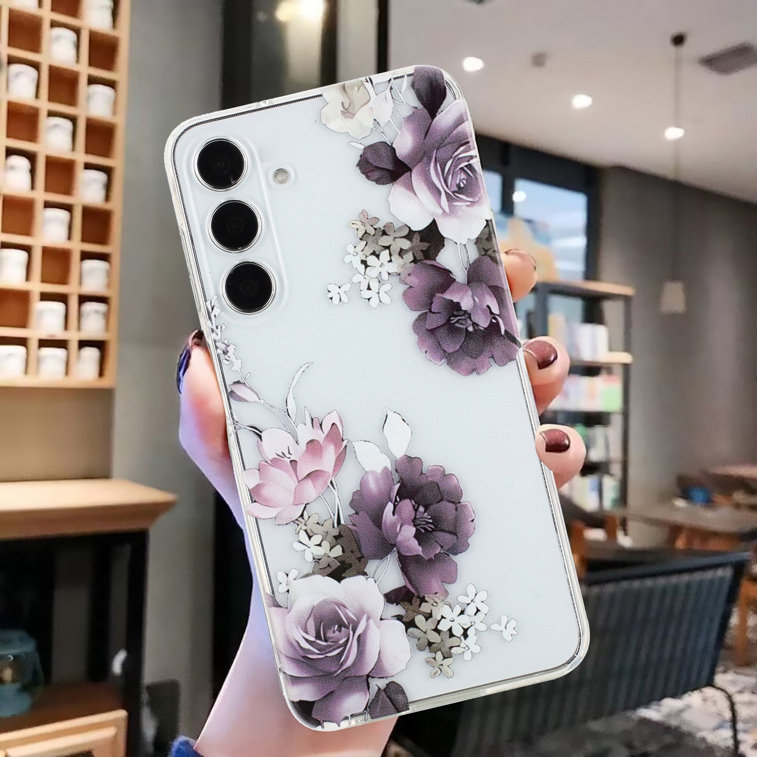 For Samsung Galaxy A16 5G / A16 4G Case Pattern Printing Soft TPU Back Phone Cover - Purple Peony