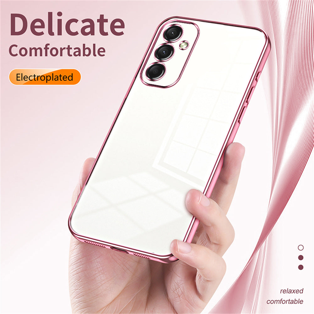 For Samsung Galaxy A16 5G / A16 4G Case Electroplating Frame Soft TPU Phone Cover - Transparent