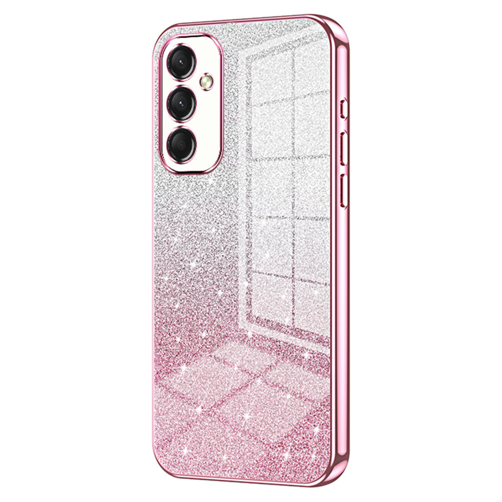 For Samsung Galaxy A16 5G / A16 4G Case Electroplating Gradient Glitter TPU Phone Cover - Pink