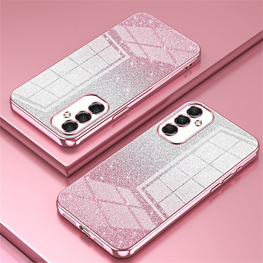 For Samsung Galaxy A16 5G / A16 4G Case Electroplating Gradient Glitter TPU Phone Cover - Pink