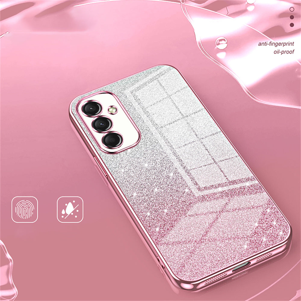 For Samsung Galaxy A16 5G / A16 4G Case Electroplating Gradient Glitter TPU Phone Cover - Pink