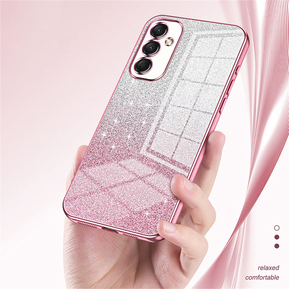 For Samsung Galaxy A16 5G / A16 4G Case Electroplating Gradient Glitter TPU Phone Cover - Pink