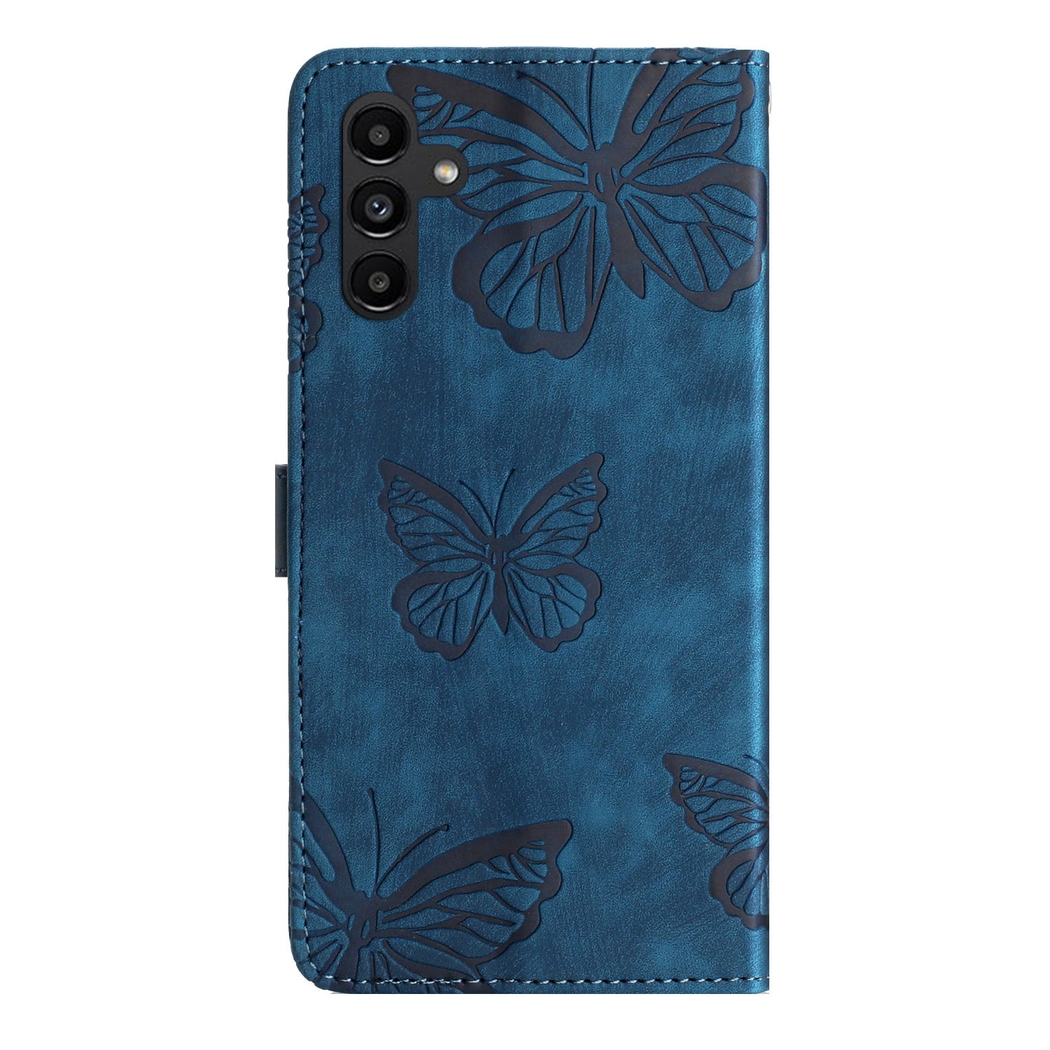 For Samsung Galaxy A16 5G / A16 4G Case Butterfly Design Flip Wallet Leather Phone Cover Skin-Touch - Blue