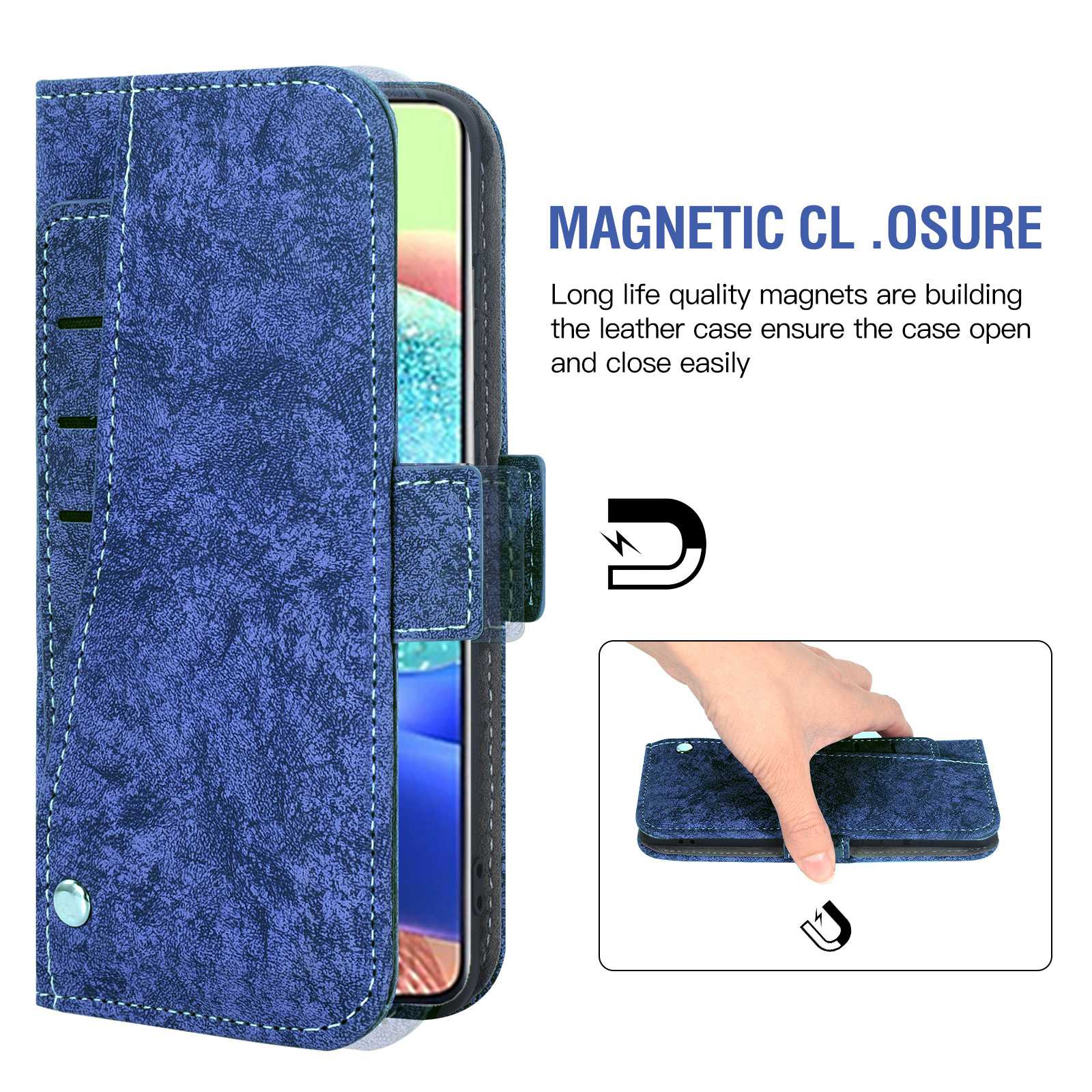 For Samsung Galaxy S20 FE 4G / FE 5G / S20 Lite / S20 FE 2022 PU Leather Rotating Card Slots Flip Cover Water-ink Painting Texture Stand Dual Magnetic Clasp Wallet Case - Blue