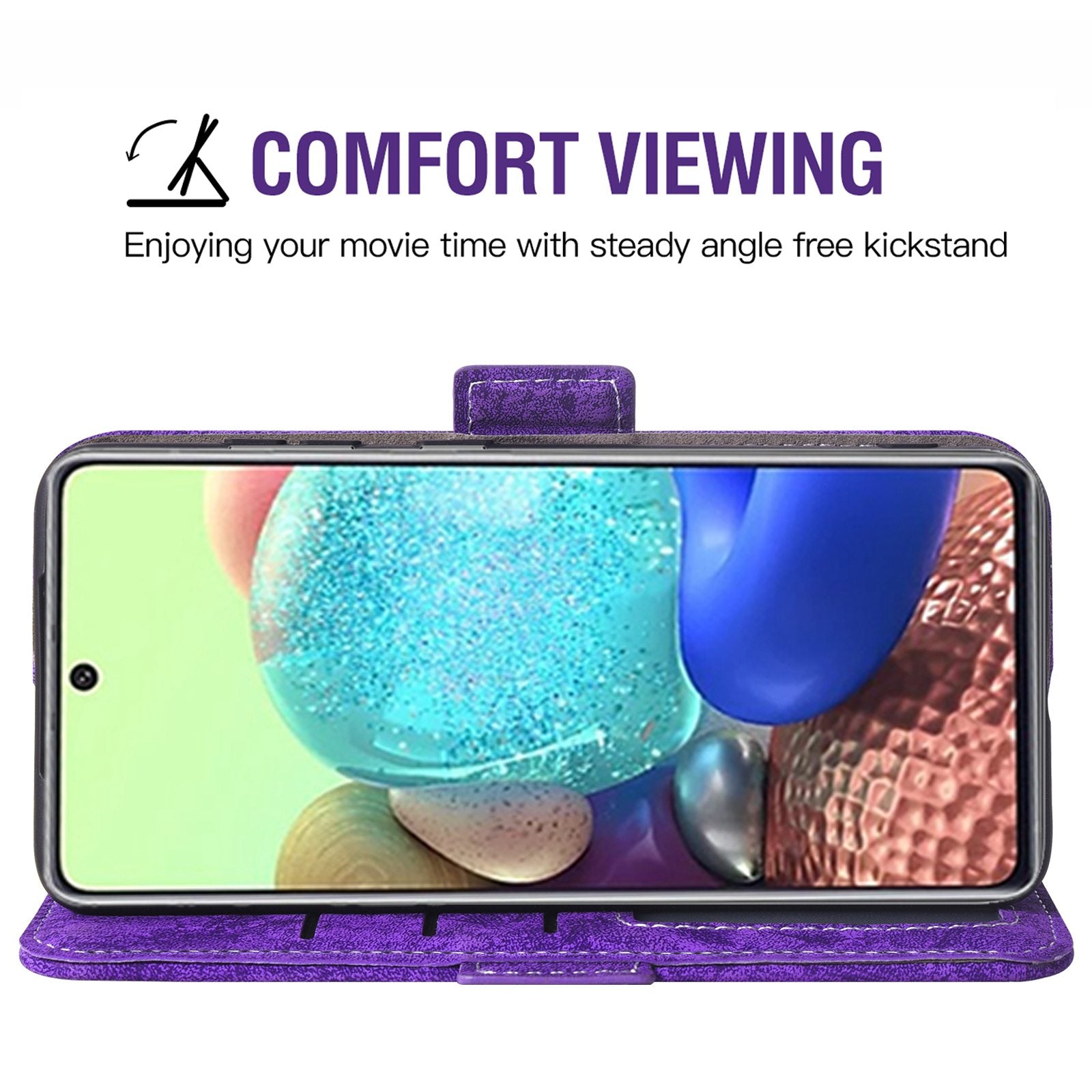 For Samsung Galaxy S20 FE 4G/FE 5G/S20 Lite/S20 FE 2022 PU Leather Rotating Card Slots Flip Cover Water-ink Painting Texture Stand Dual Magnetic Clasp Wallet Case - Purple