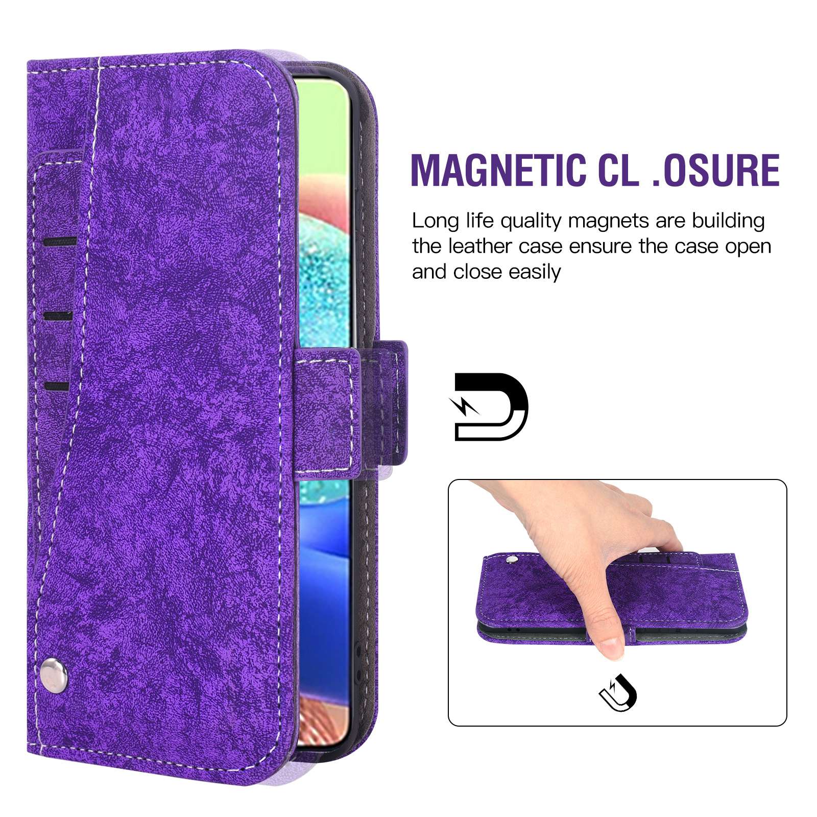 For Samsung Galaxy S20 FE 4G/FE 5G/S20 Lite/S20 FE 2022 PU Leather Rotating Card Slots Flip Cover Water-ink Painting Texture Stand Dual Magnetic Clasp Wallet Case - Purple