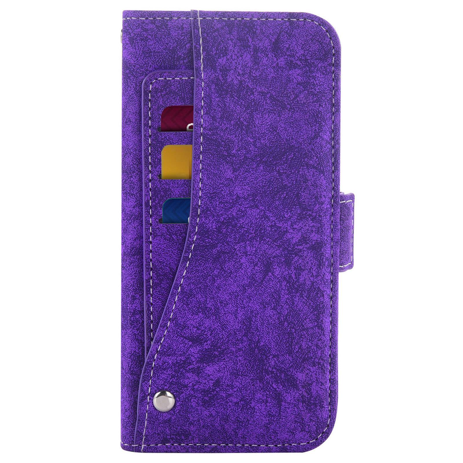 For Samsung Galaxy S20 FE 4G/FE 5G/S20 Lite/S20 FE 2022 PU Leather Rotating Card Slots Flip Cover Water-ink Painting Texture Stand Dual Magnetic Clasp Wallet Case - Purple