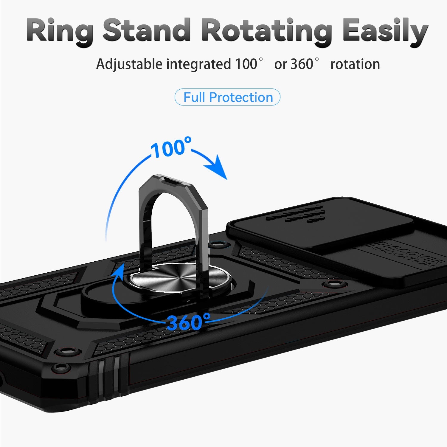 Metal Ring Kickstand Case for Samsung Galaxy S20 4G / 5G, Slide Camera Protection PC + TPU Dual Layer Phone Cover - Black