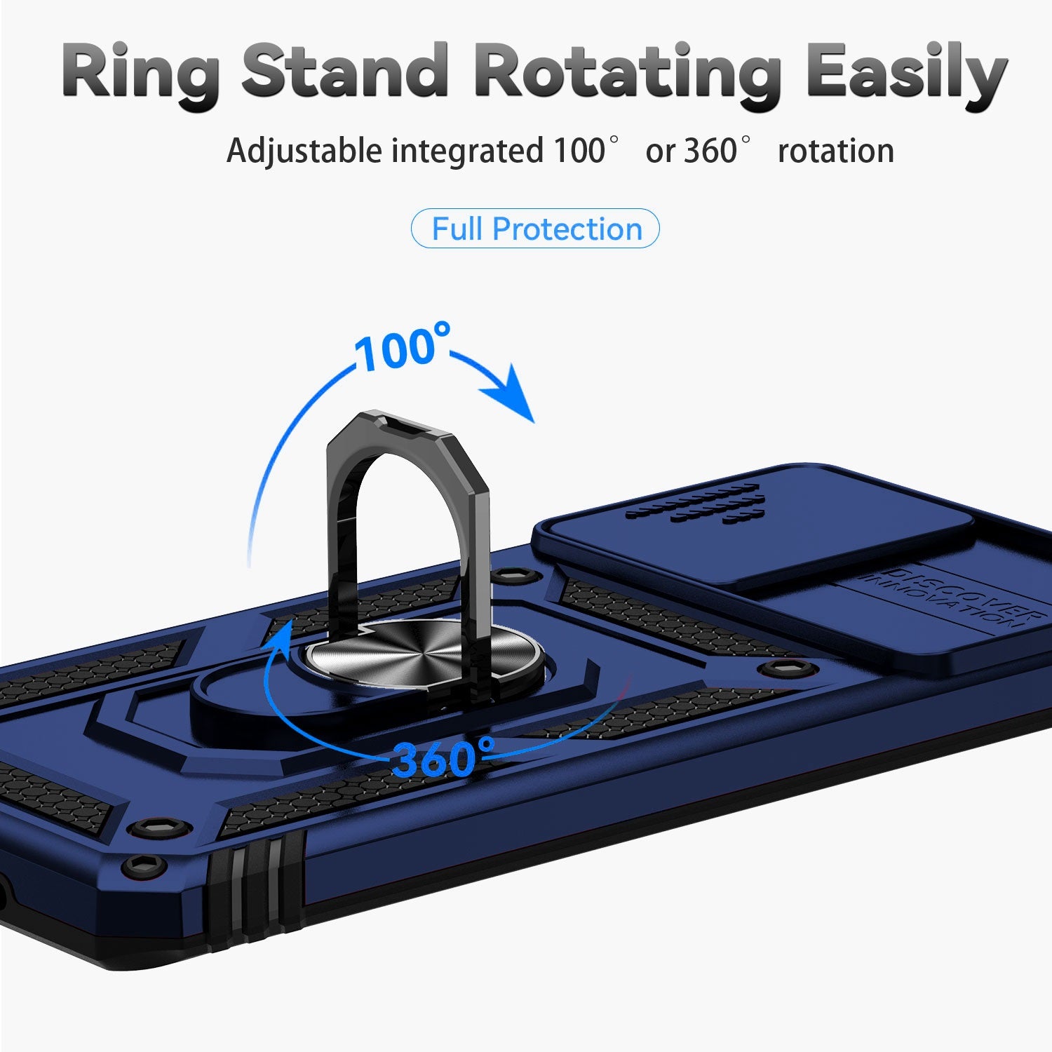 Metal Ring Kickstand Case for Samsung Galaxy S20 4G / 5G, Slide Camera Protection PC + TPU Dual Layer Phone Cover - Blue