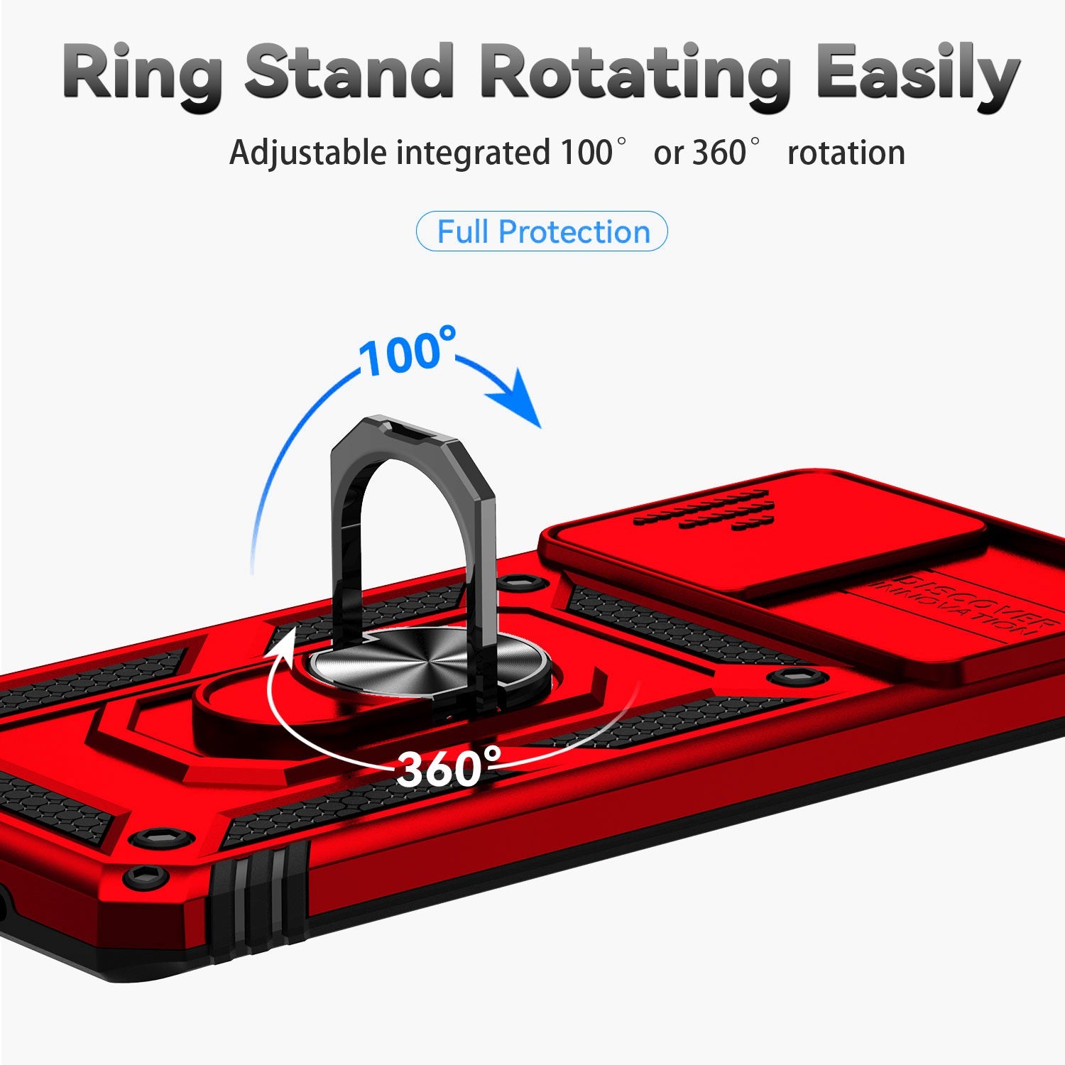 Metal Ring Kickstand Case for Samsung Galaxy S20 4G / 5G, Slide Camera Protection PC + TPU Dual Layer Phone Cover - Red