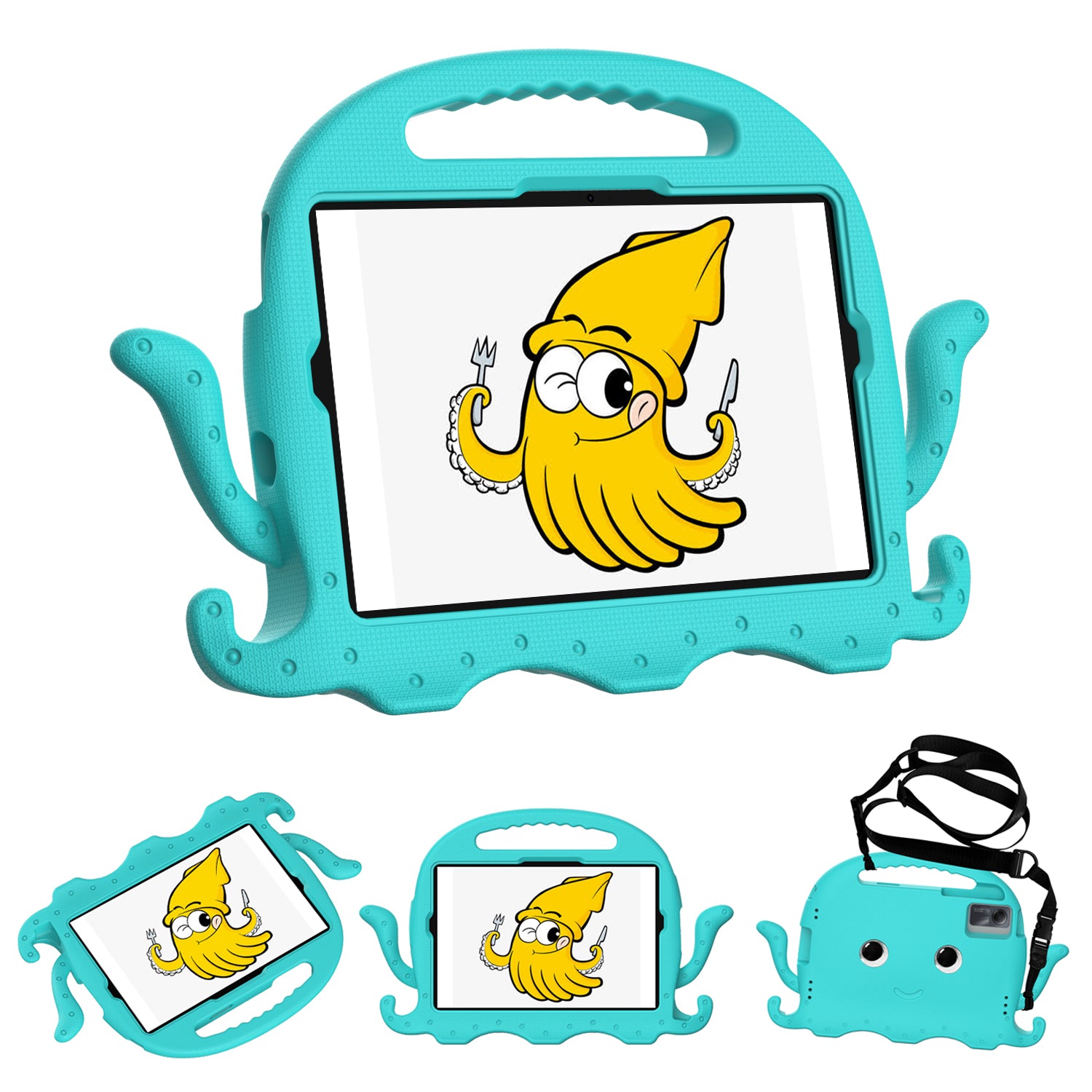 For Samsung Galaxy Tab A9+ / S7 / S8 / S9 / S9 FE / Redmi Pad SE / Xiaomi Pad 6 / Lenovo Tab M11 EVA Case Cartoon Octopus Tablet Cover - Baby Blue