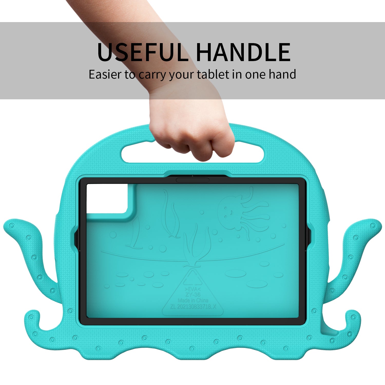 For Samsung Galaxy Tab A9+ / S7 / S8 / S9 / S9 FE / Redmi Pad SE / Xiaomi Pad 6 / Lenovo Tab M11 EVA Case Cartoon Octopus Tablet Cover - Baby Blue