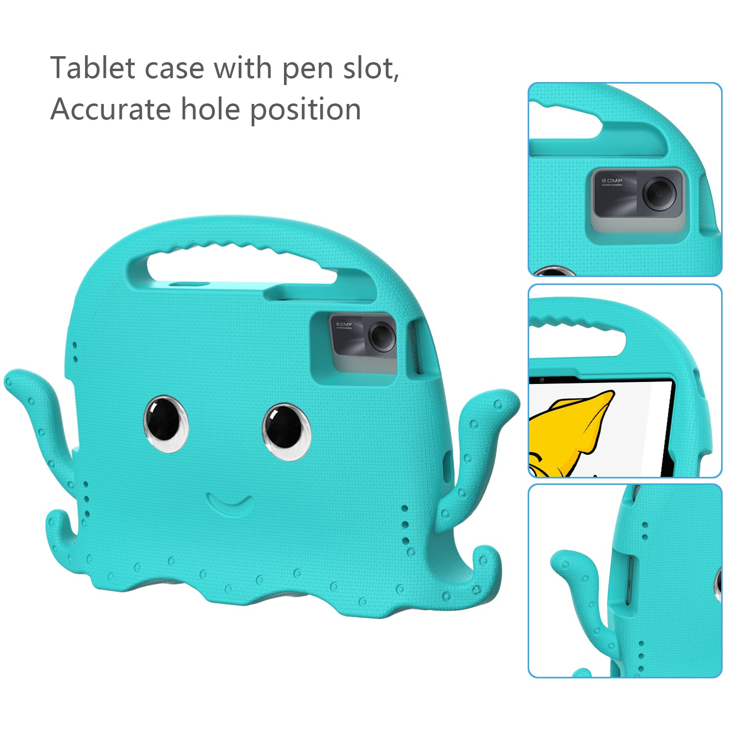 For Samsung Galaxy Tab A9+ / S7 / S8 / S9 / S9 FE / Redmi Pad SE / Xiaomi Pad 6 / Lenovo Tab M11 EVA Case Cartoon Octopus Tablet Cover - Baby Blue