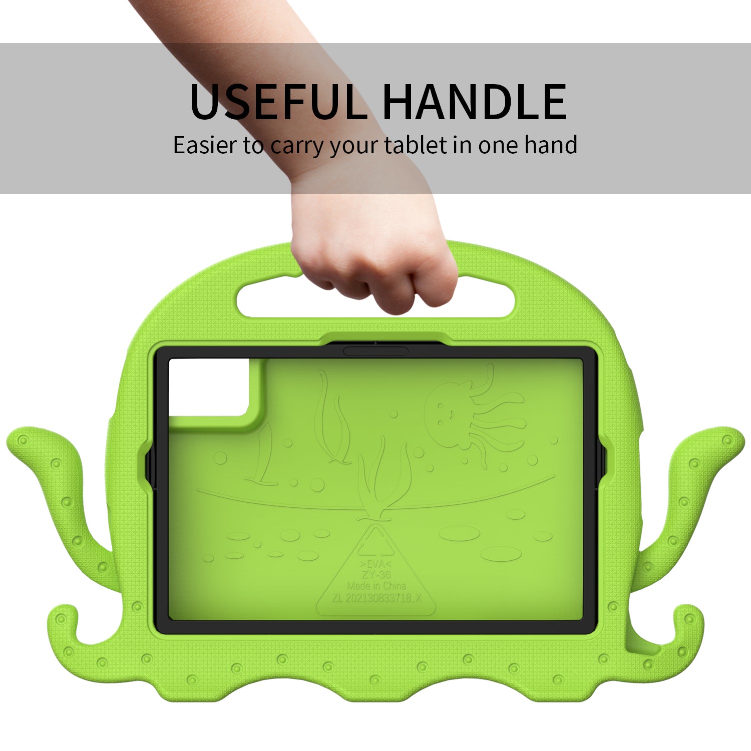 For Samsung Galaxy Tab A9+ / S7 / S8 / S9 / S9 FE / Redmi Pad SE / Xiaomi Pad 6 / Lenovo Tab M11 EVA Case Cartoon Octopus Tablet Cover - Green