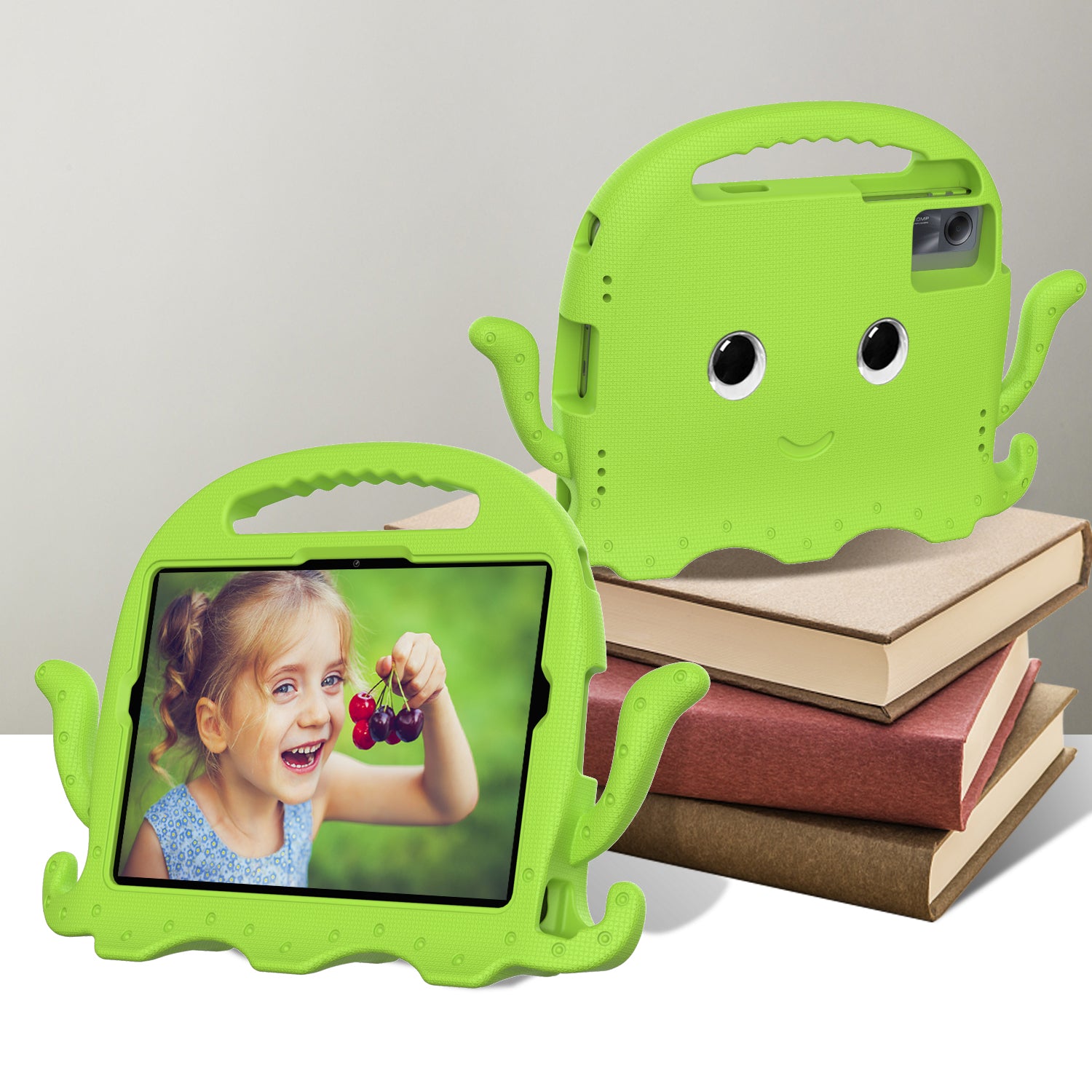 For Samsung Galaxy Tab A9+ / S7 / S8 / S9 / S9 FE / Redmi Pad SE / Xiaomi Pad 6 / Lenovo Tab M11 EVA Case Cartoon Octopus Tablet Cover - Green