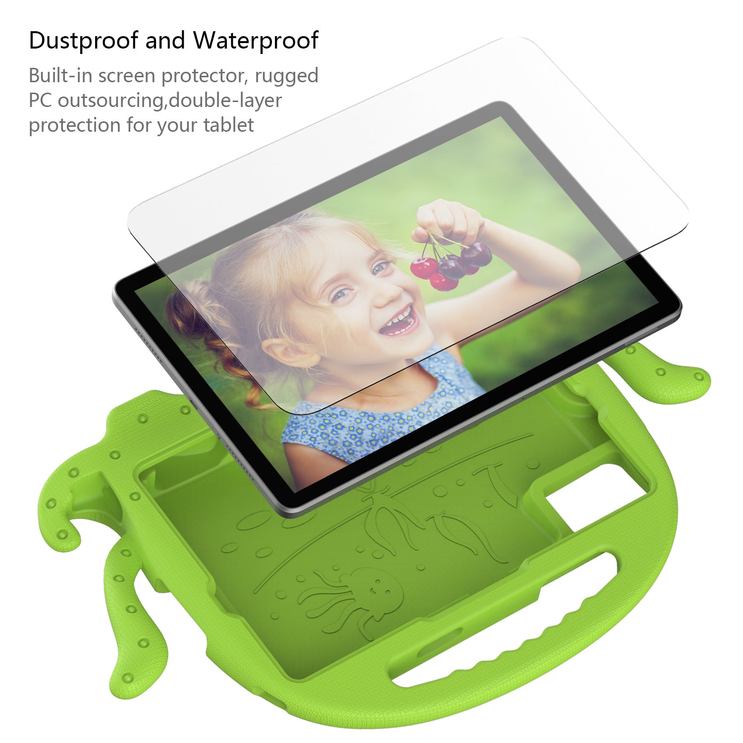 For Samsung Galaxy Tab A9+ / S7 / S8 / S9 / S9 FE / Redmi Pad SE / Xiaomi Pad 6 / Lenovo Tab M11 EVA Case Cartoon Octopus Tablet Cover - Green