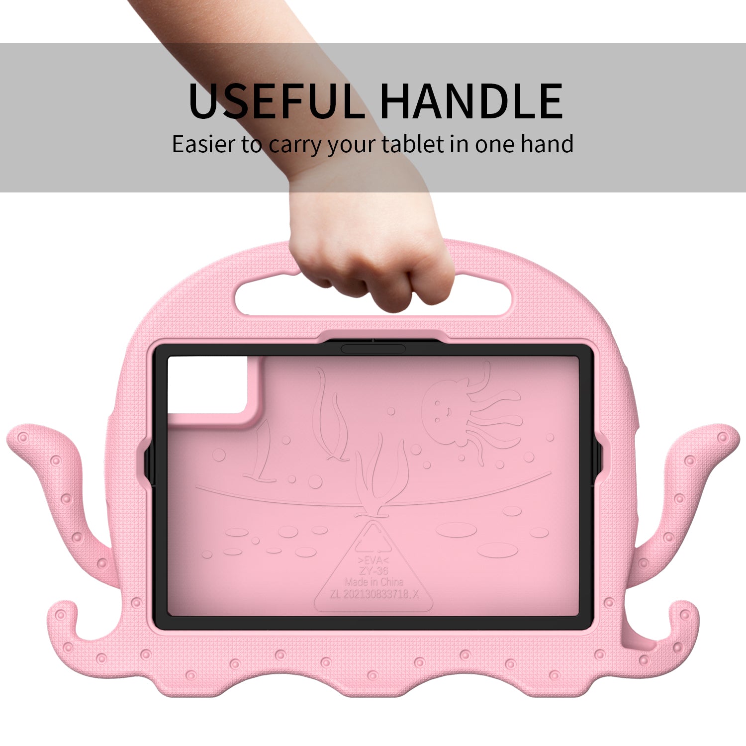 For Samsung Galaxy Tab A9+ / S7 / S8 / S9 / S9 FE / Redmi Pad SE / Xiaomi Pad 6 / Lenovo Tab M11 EVA Case Cartoon Octopus Tablet Cover - Pink