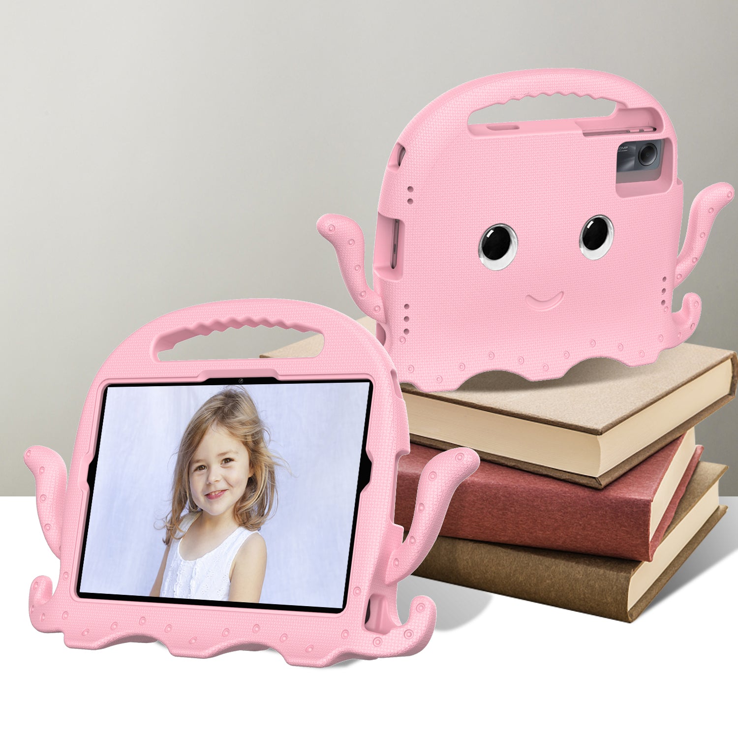 For Samsung Galaxy Tab A9+ / S7 / S8 / S9 / S9 FE / Redmi Pad SE / Xiaomi Pad 6 / Lenovo Tab M11 EVA Case Cartoon Octopus Tablet Cover - Pink