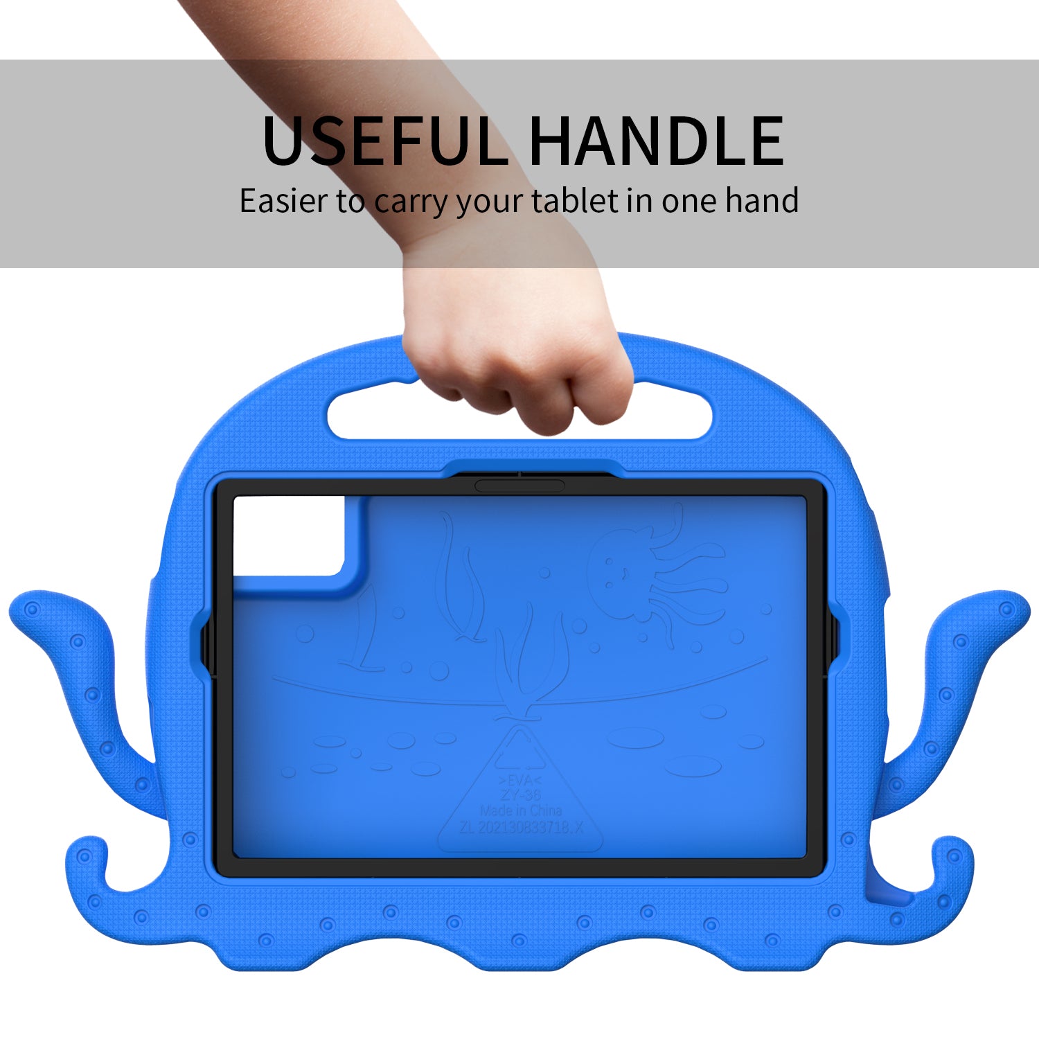 For Samsung Galaxy Tab A9+ / S7 / S8 / S9 / S9 FE / Redmi Pad SE / Xiaomi Pad 6 / Lenovo Tab M11 EVA Case Cartoon Octopus Tablet Cover - Blue