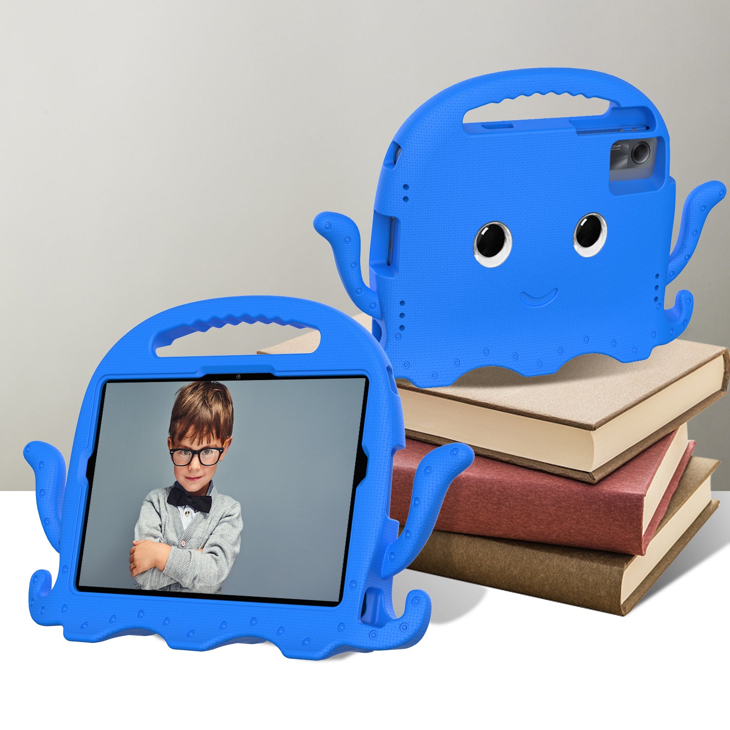 For Samsung Galaxy Tab A9+ / S7 / S8 / S9 / S9 FE / Redmi Pad SE / Xiaomi Pad 6 / Lenovo Tab M11 EVA Case Cartoon Octopus Tablet Cover - Blue