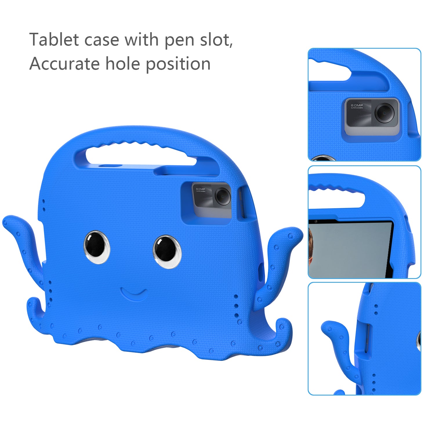 For Samsung Galaxy Tab A9+ / S7 / S8 / S9 / S9 FE / Redmi Pad SE / Xiaomi Pad 6 / Lenovo Tab M11 EVA Case Cartoon Octopus Tablet Cover - Blue