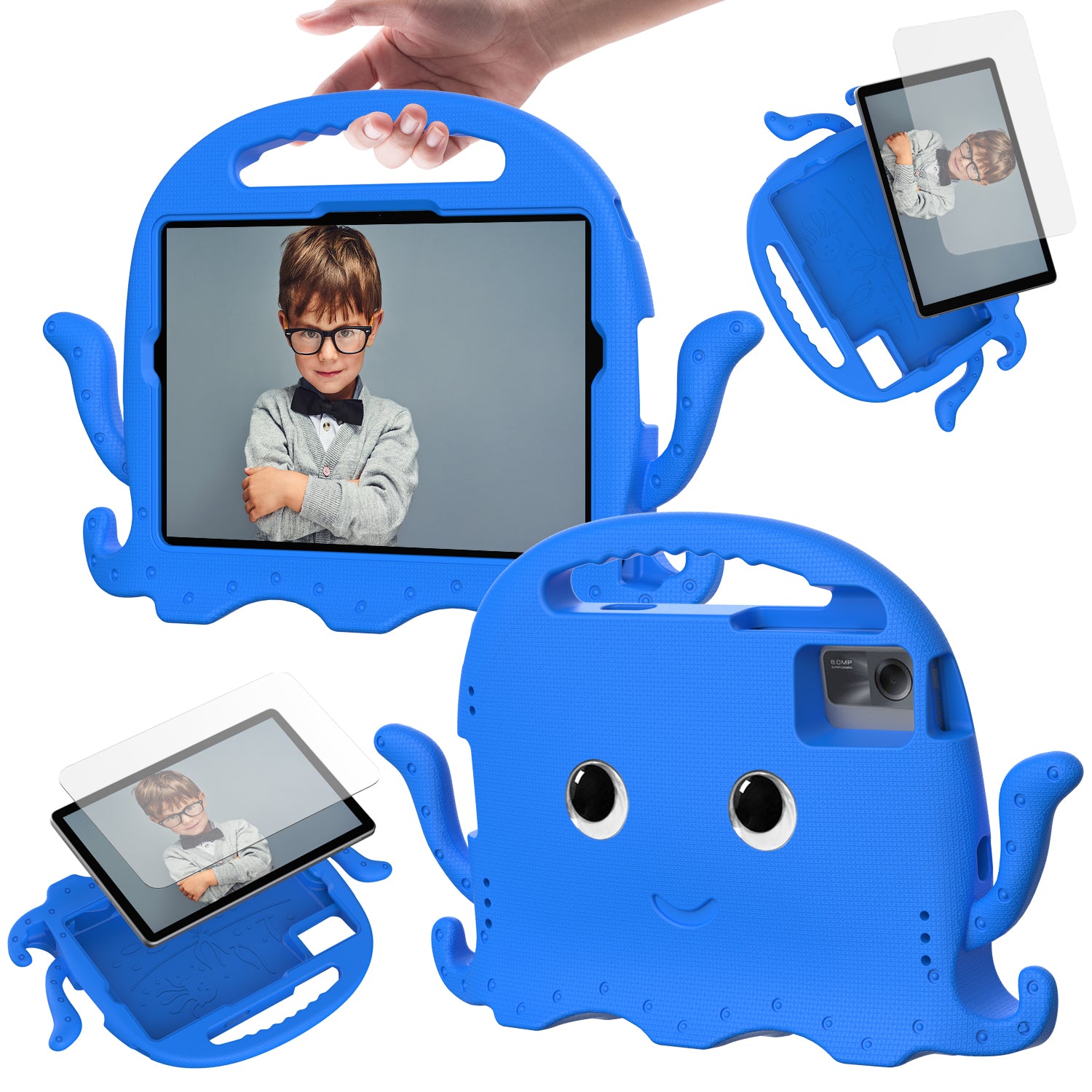 For Samsung Galaxy Tab A9+ / S7 / S8 / S9 / S9 FE / Redmi Pad SE / Xiaomi Pad 6 / Lenovo Tab M11 EVA Case Cartoon Octopus Tablet Cover - Blue