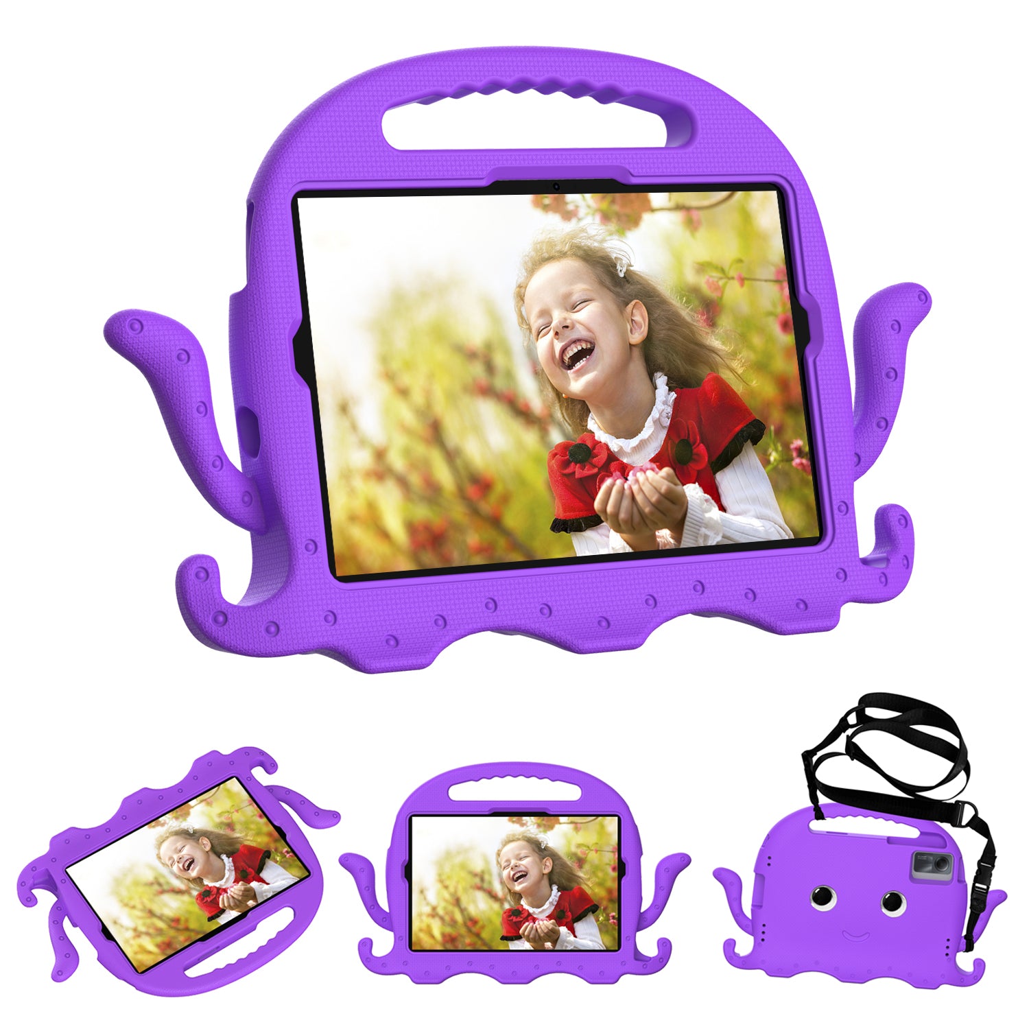 For Samsung Galaxy Tab A9+ / S7 / S8 / S9 / S9 FE / Redmi Pad SE / Xiaomi Pad 6 / Lenovo Tab M11 EVA Case Cartoon Octopus Tablet Cover - Purple