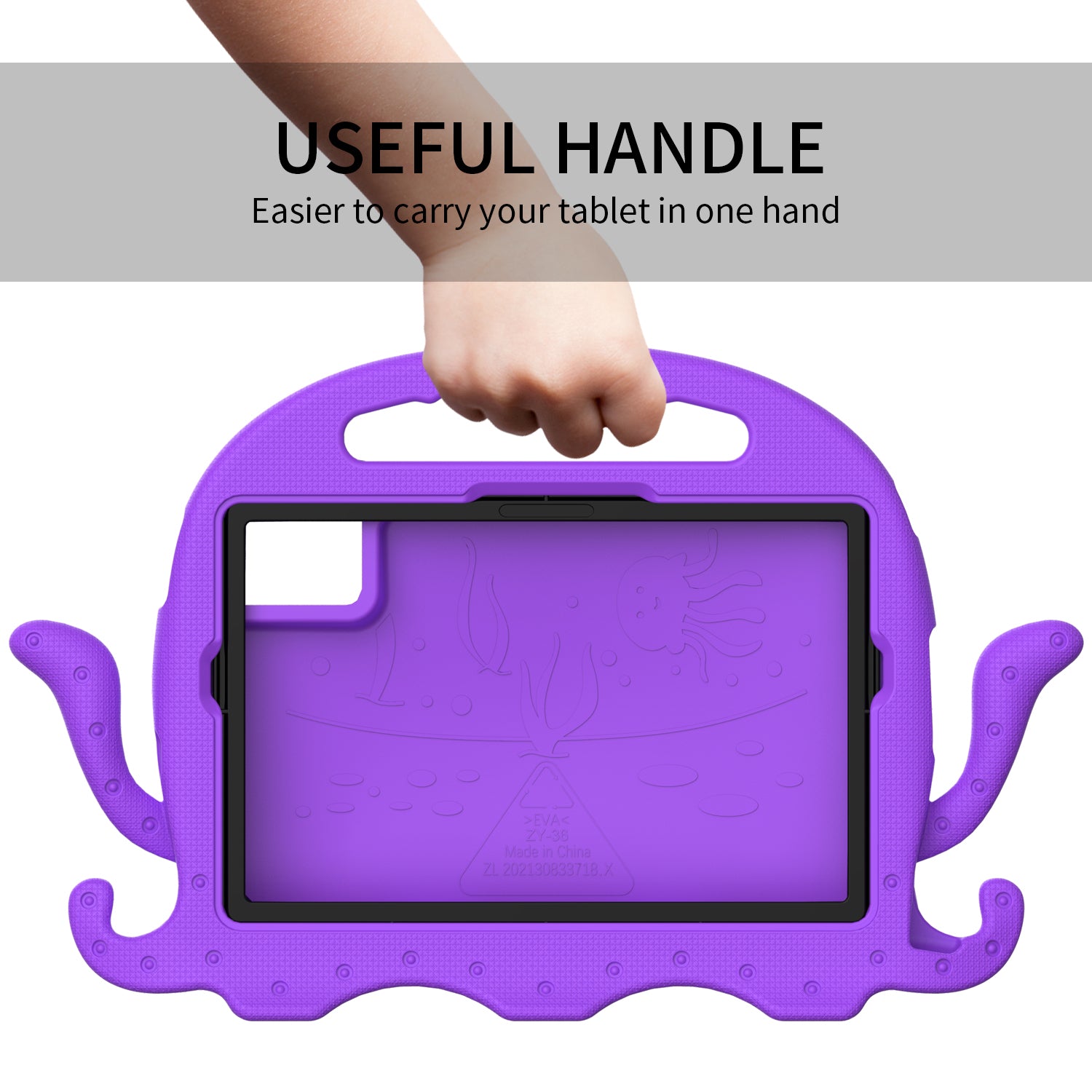 For Samsung Galaxy Tab A9+ / S7 / S8 / S9 / S9 FE / Redmi Pad SE / Xiaomi Pad 6 / Lenovo Tab M11 EVA Case Cartoon Octopus Tablet Cover - Purple