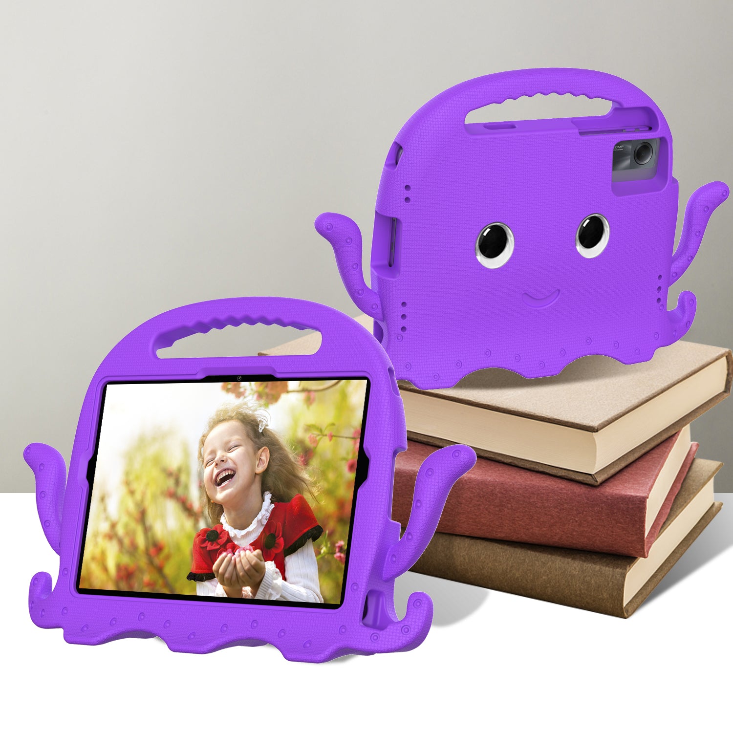 For Samsung Galaxy Tab A9+ / S7 / S8 / S9 / S9 FE / Redmi Pad SE / Xiaomi Pad 6 / Lenovo Tab M11 EVA Case Cartoon Octopus Tablet Cover - Purple