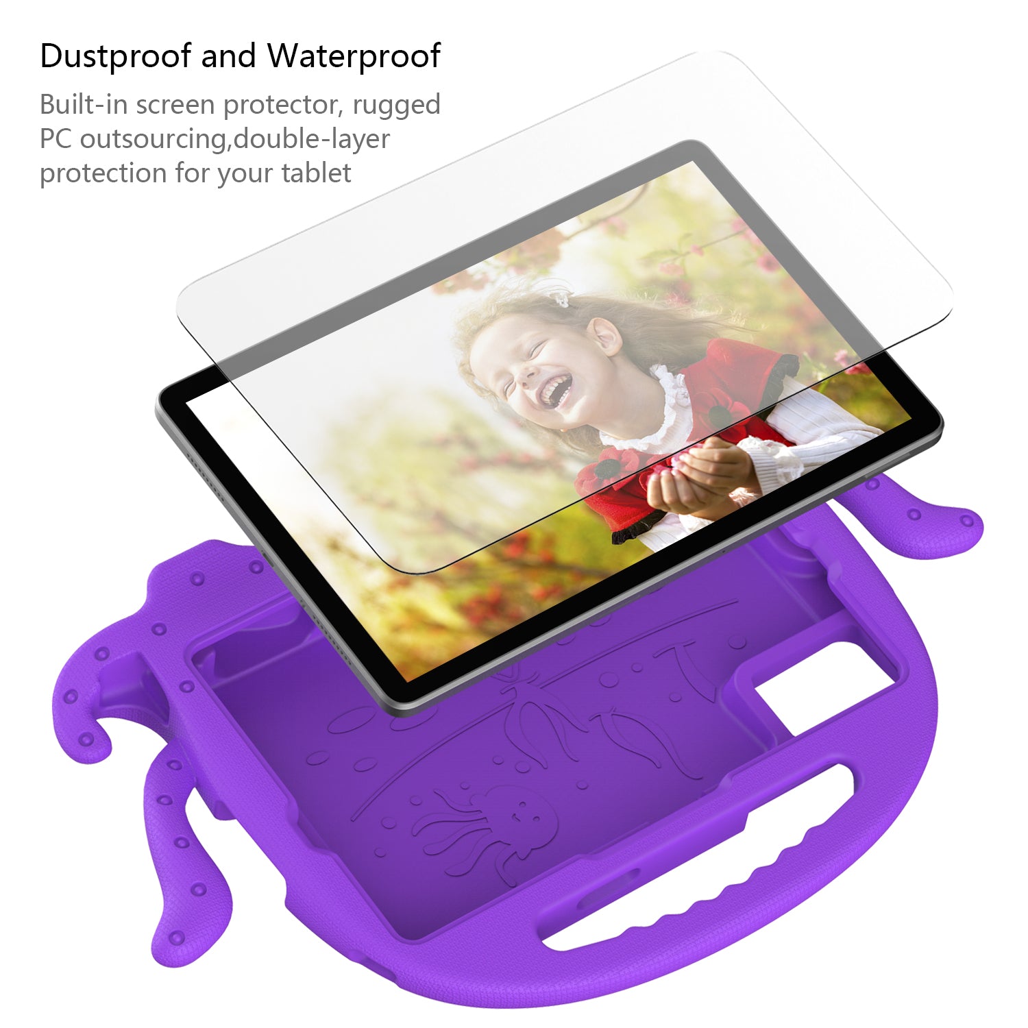 For Samsung Galaxy Tab A9+ / S7 / S8 / S9 / S9 FE / Redmi Pad SE / Xiaomi Pad 6 / Lenovo Tab M11 EVA Case Cartoon Octopus Tablet Cover - Purple