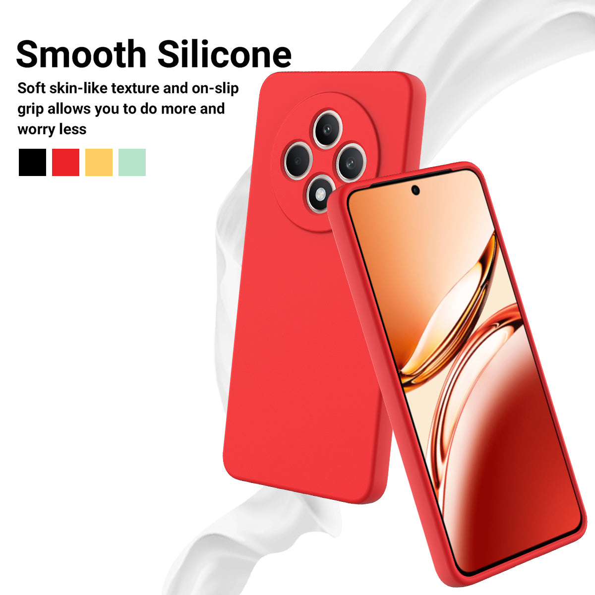 For Oppo F27 5G Case Liquid Silicone Anti-Scratch Phone Cover with Hand Strap - Red