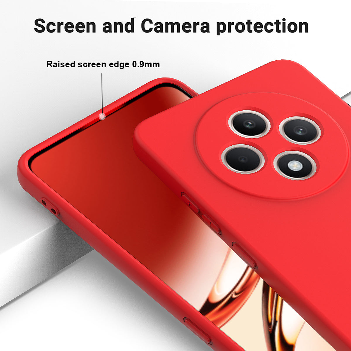 For Oppo F27 5G Case Liquid Silicone Anti-Scratch Phone Cover with Hand Strap - Red