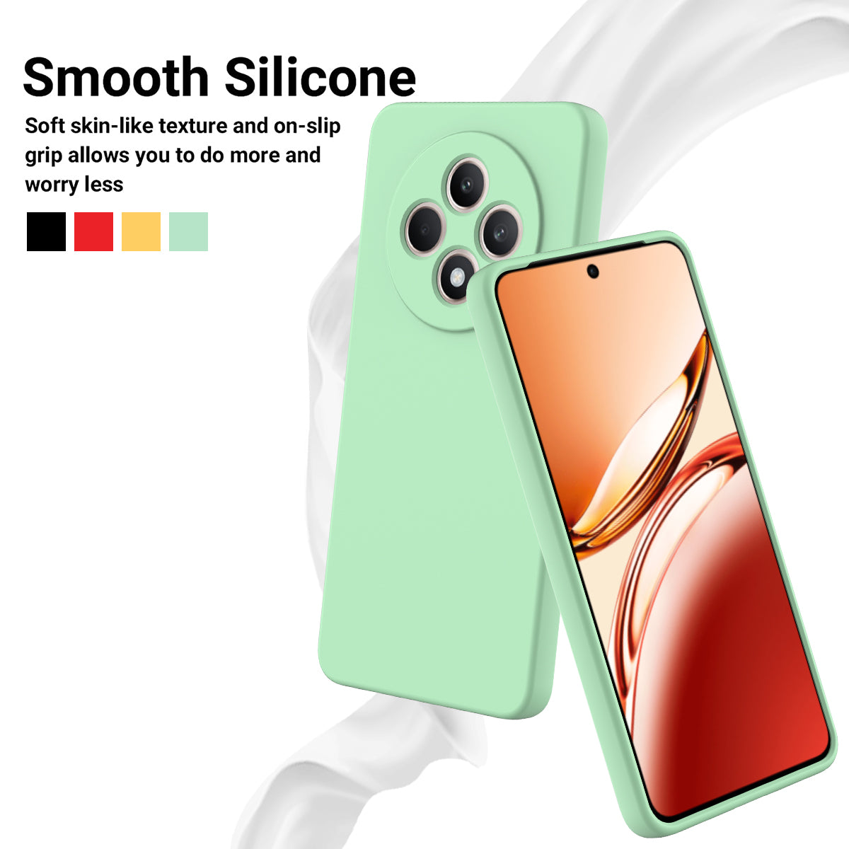 For Oppo F27 5G Case Liquid Silicone Anti-Scratch Phone Cover with Hand Strap - Green