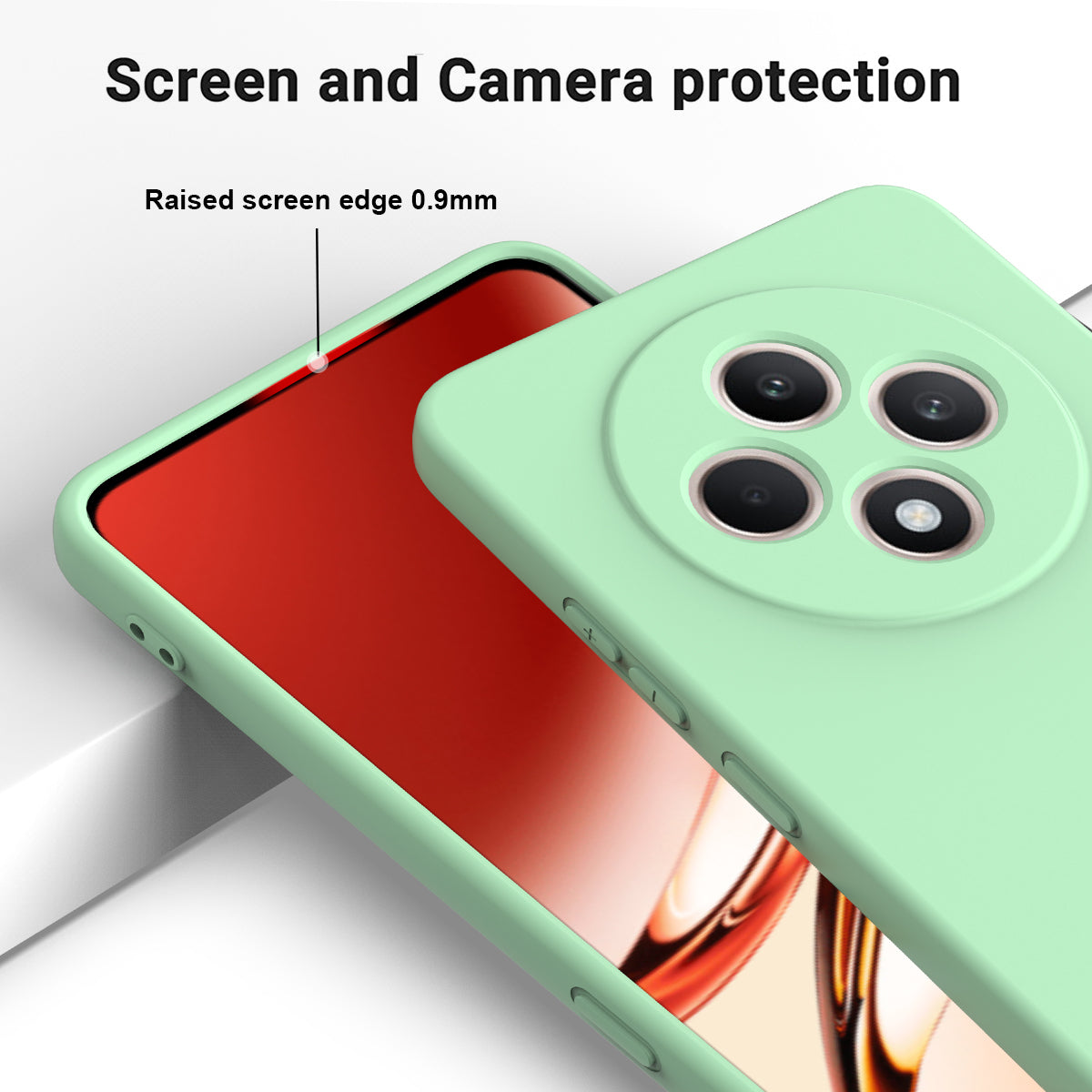 For Oppo F27 5G Case Liquid Silicone Anti-Scratch Phone Cover with Hand Strap - Green