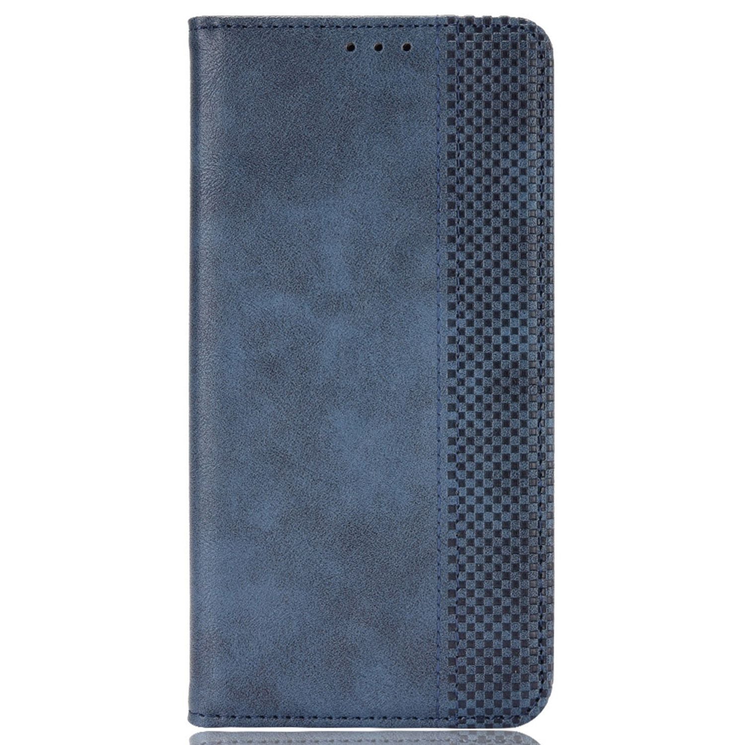 For vivo Y16 4G / Y02s 4G / Y35 5G / Y35m 5G / Y53t 5G / Y56 5G / iQOO Z7i / T2x (India) 5G Magnetic Auto-Closing PU Leather Drop-proof Case Imprint Pattern Vintage Phone Wallet Stand Cover - Blue