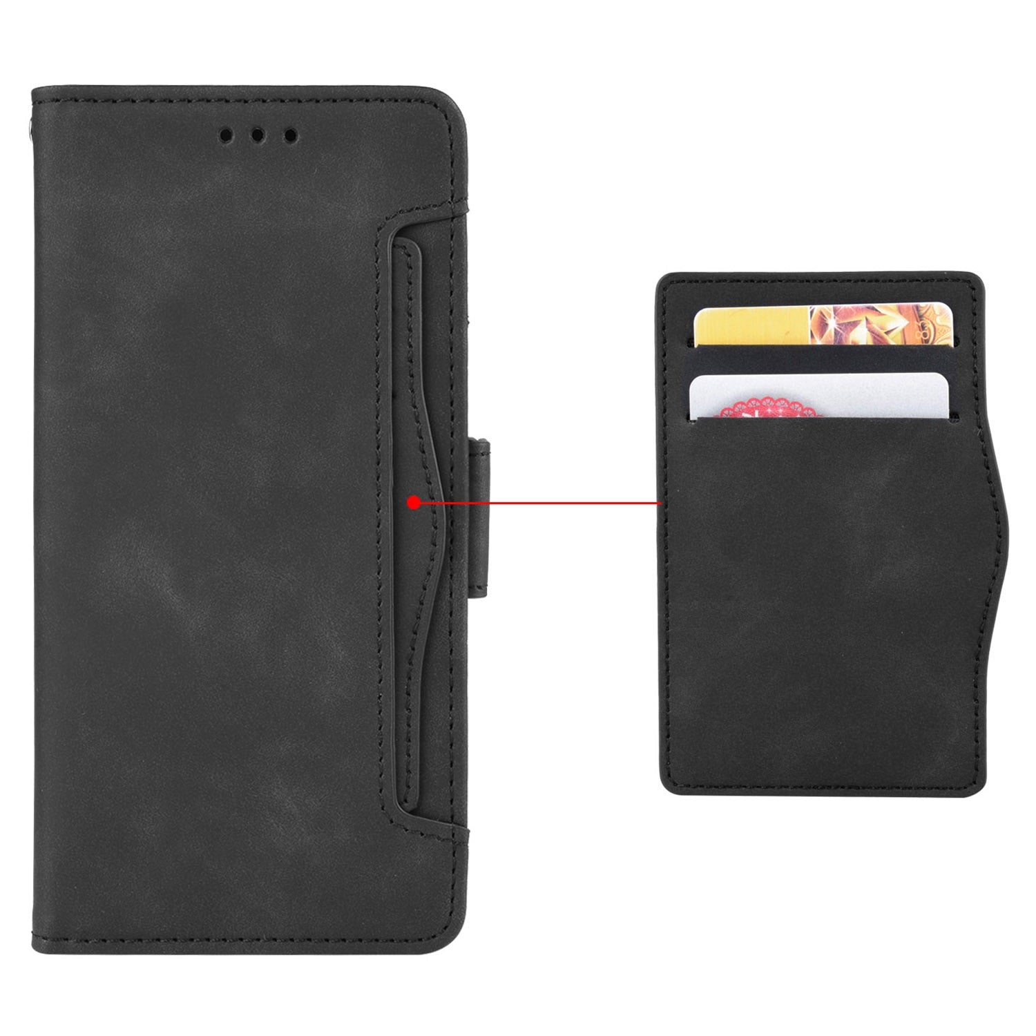 For vivo Y16 4G / Y02s 4G / Y35 5G / Y35m 5G / Y53t 5G / Y56 5G / iQOO Z7i / T2x (India) 5G Multiple Card Slots PU Leather Wallet Stand Cover Dual Magnetic Clasp Phone Shockproof Case - Black