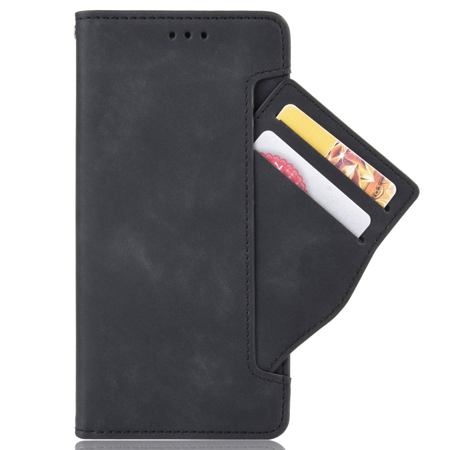 For vivo Y16 4G / Y02s 4G / Y35 5G / Y35m 5G / Y53t 5G / Y56 5G / iQOO Z7i / T2x (India) 5G Multiple Card Slots PU Leather Wallet Stand Cover Dual Magnetic Clasp Phone Shockproof Case - Black