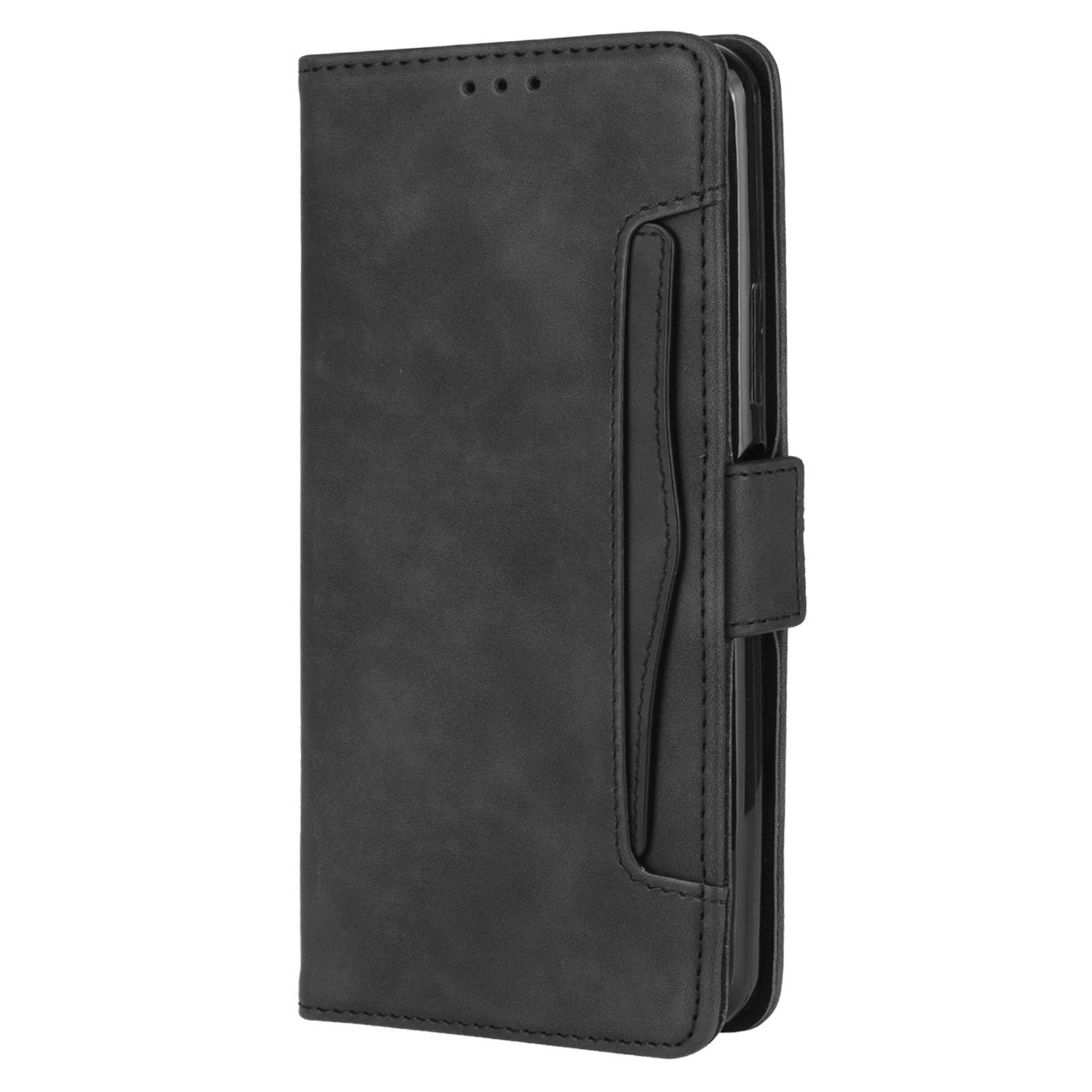 For vivo Y16 4G / Y02s 4G / Y35 5G / Y35m 5G / Y53t 5G / Y56 5G / iQOO Z7i / T2x (India) 5G Multiple Card Slots PU Leather Wallet Stand Cover Dual Magnetic Clasp Phone Shockproof Case - Black