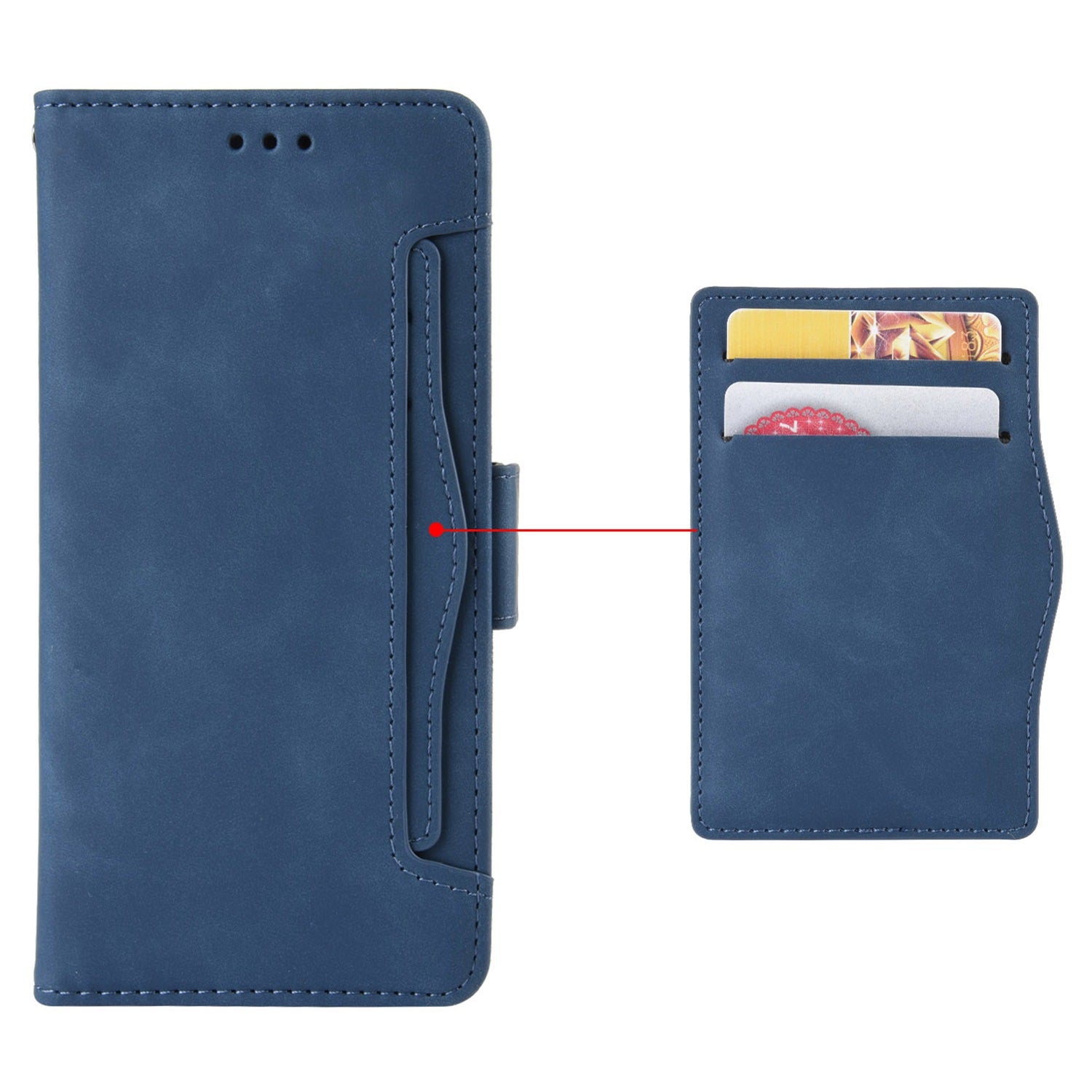 For vivo Y16 4G / Y02s 4G / Y35 5G / Y35m 5G / Y53t 5G / Y56 5G / iQOO Z7i / T2x (India) 5G Multiple Card Slots PU Leather Wallet Stand Cover Dual Magnetic Clasp Phone Shockproof Case - Blue