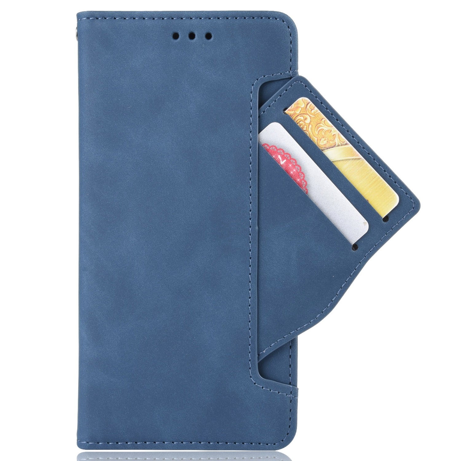 For vivo Y16 4G / Y02s 4G / Y35 5G / Y35m 5G / Y53t 5G / Y56 5G / iQOO Z7i / T2x (India) 5G Multiple Card Slots PU Leather Wallet Stand Cover Dual Magnetic Clasp Phone Shockproof Case - Blue