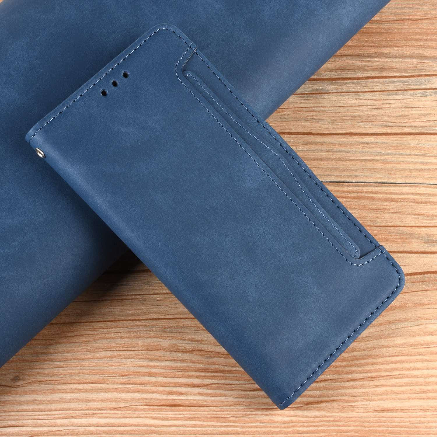 For vivo Y16 4G / Y02s 4G / Y35 5G / Y35m 5G / Y53t 5G / Y56 5G / iQOO Z7i / T2x (India) 5G Multiple Card Slots PU Leather Wallet Stand Cover Dual Magnetic Clasp Phone Shockproof Case - Blue