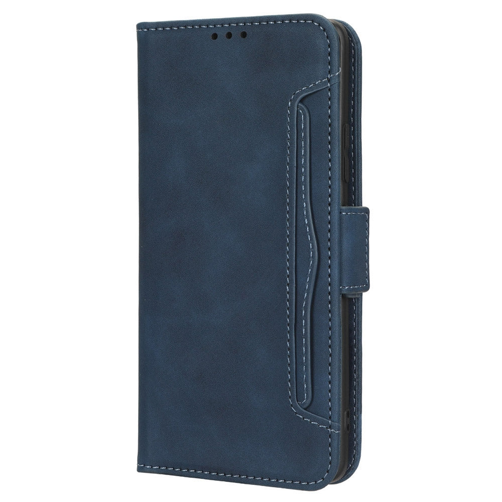 For vivo Y16 4G / Y02s 4G / Y35 5G / Y35m 5G / Y53t 5G / Y56 5G / iQOO Z7i / T2x (India) 5G Multiple Card Slots PU Leather Wallet Stand Cover Dual Magnetic Clasp Phone Shockproof Case - Blue