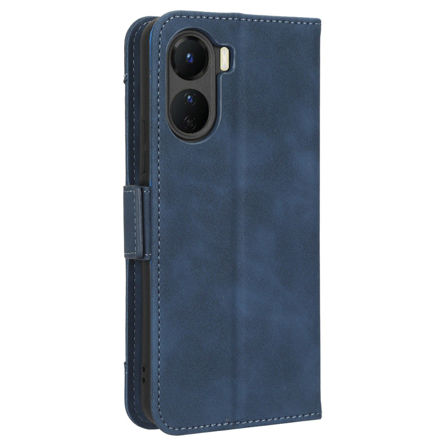 For vivo Y16 4G / Y02s 4G / Y35 5G / Y35m 5G / Y53t 5G / Y56 5G / iQOO Z7i / T2x (India) 5G Multiple Card Slots PU Leather Wallet Stand Cover Dual Magnetic Clasp Phone Shockproof Case - Blue