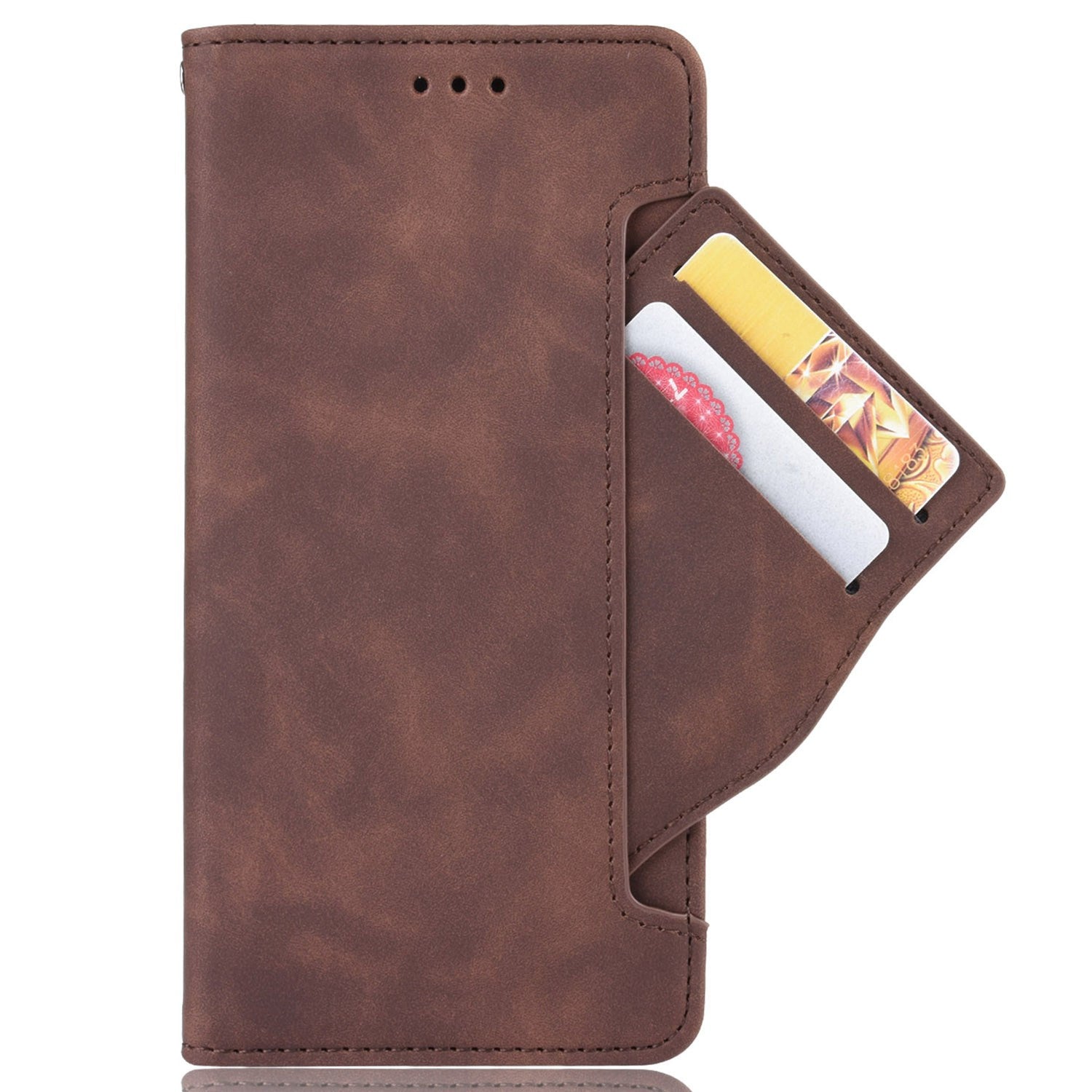 For vivo Y16 4G / Y02s 4G / Y35 5G / Y35m 5G / Y53t 5G / Y56 5G / iQOO Z7i / T2x (India) 5G Multiple Card Slots PU Leather Wallet Stand Cover Dual Magnetic Clasp Phone Shockproof Case - Brown