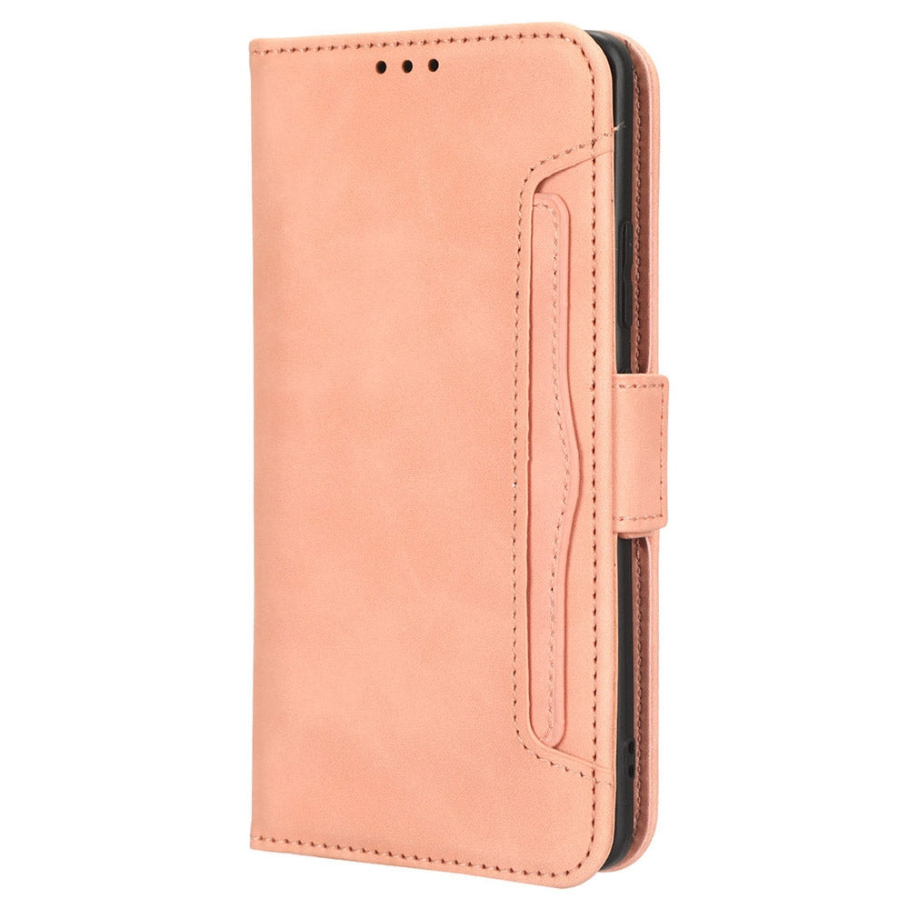 For vivo Y16 4G / Y02s 4G / Y35 5G / Y35m 5G / Y53t 5G / Y56 5G / iQOO Z7i / T2x (India) 5G Multiple Card Slots PU Leather Wallet Stand Cover Dual Magnetic Clasp Phone Shockproof Case - Pink