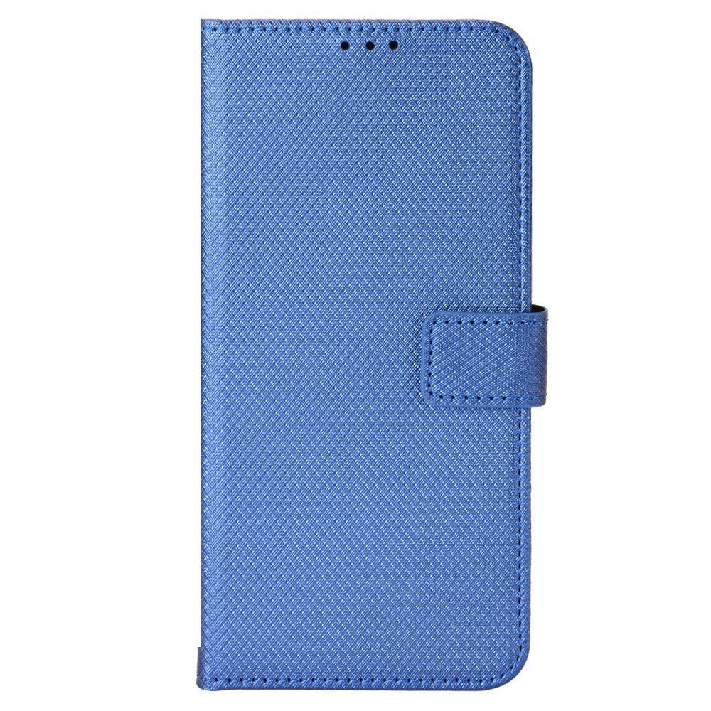 For vivo Y16 4G / Y02s 4G / Y35 5G / Y35m 5G / Y53t 5G / Y56 5G / iQOO Z7i / T2x (India) 5G Diamond Texture Phone Wallet Cover Folio Flip PU Leather+TPU Foldable Stand Case - Blue