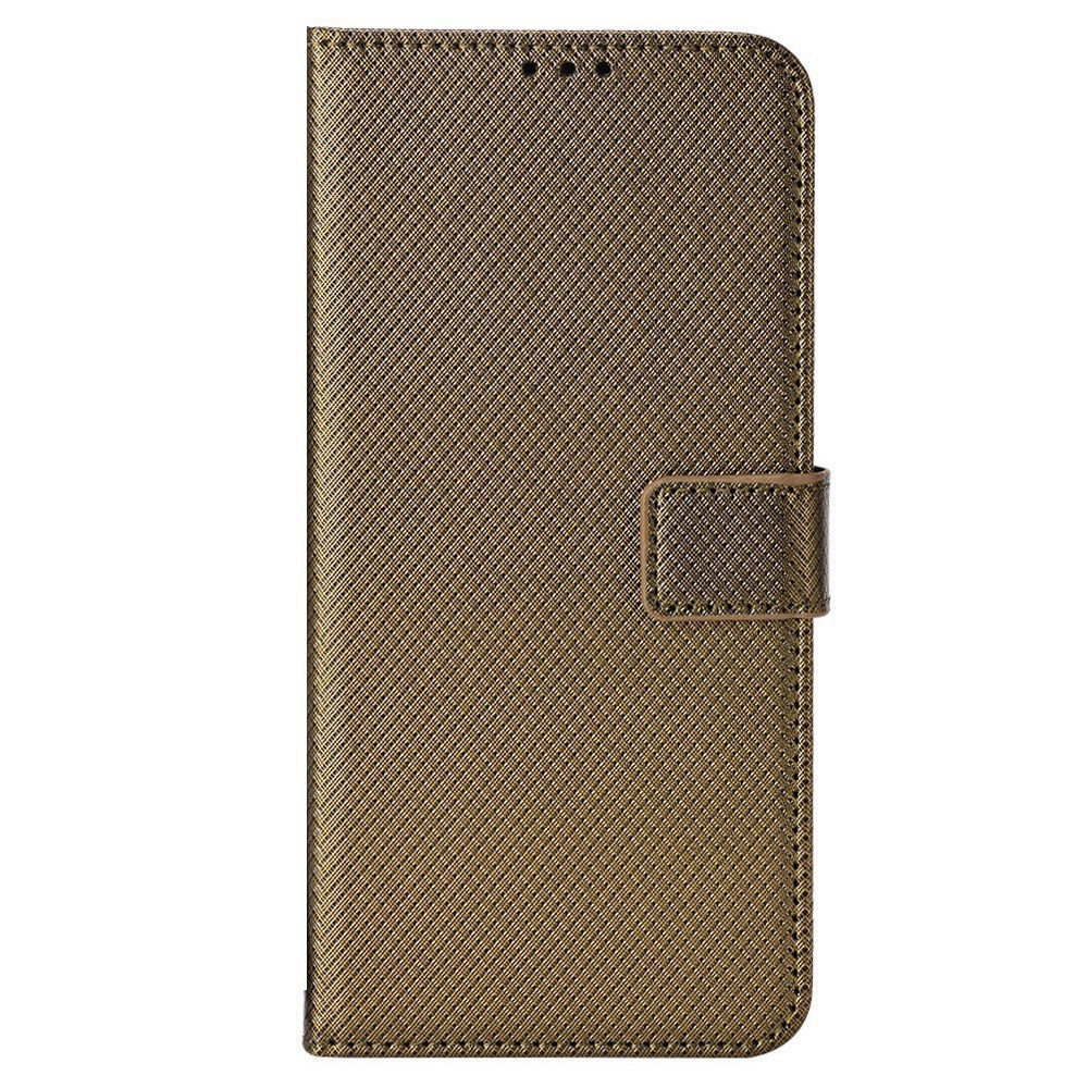 For vivo Y16 4G / Y02s 4G / Y35 5G / Y35m 5G / Y53t 5G / Y56 5G / iQOO Z7i / T2x (India) 5G Diamond Texture Phone Wallet Cover Folio Flip PU Leather+TPU Foldable Stand Case - Brown