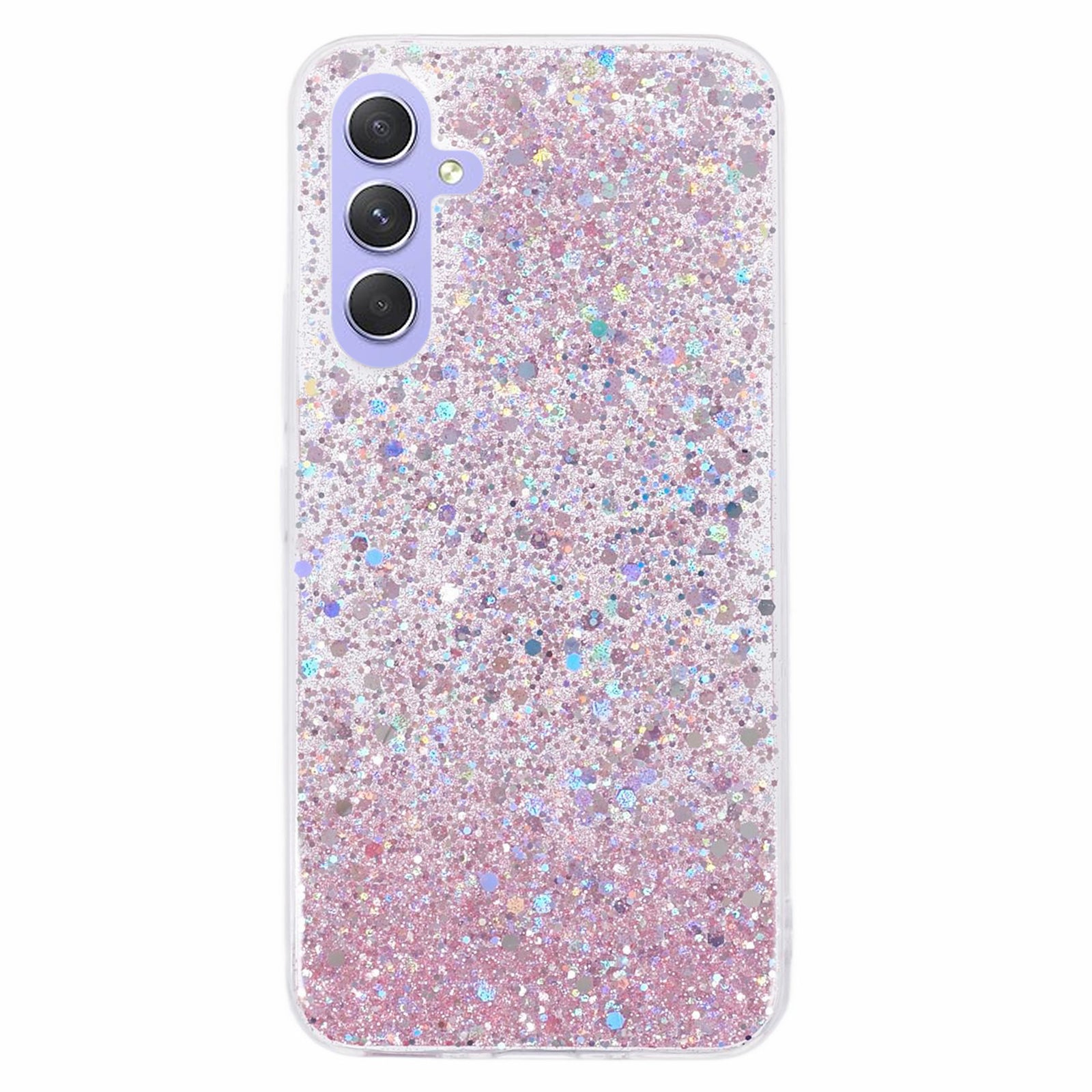 For Samsung Galaxy A16 5G / A16 4G Case Shockproof Soft TPU Phone Cover Glittery Design - Pink